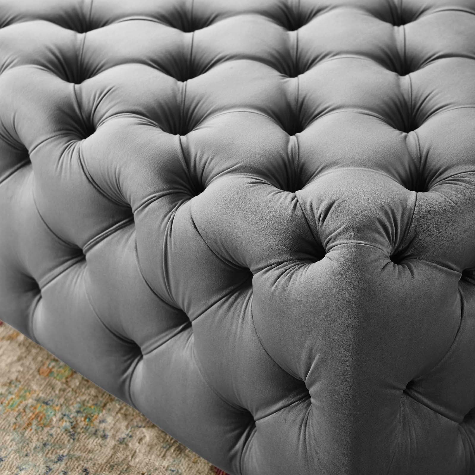 Modway Ottomans & Stools - Amour Tufted Button Large Square Performance Velvet Ottoman Gray