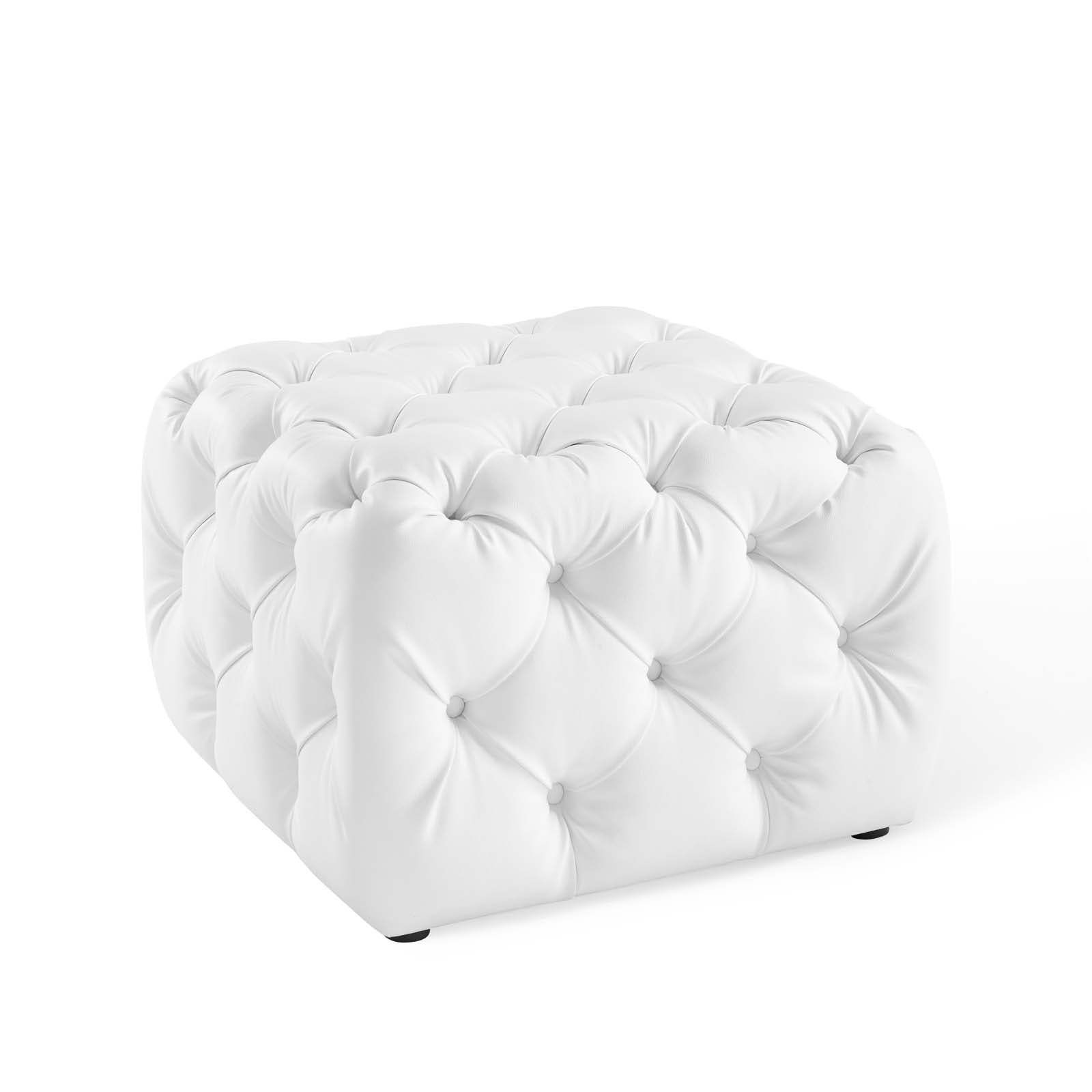 Modway Ottomans & Stools - Amour Tufted Button Square Faux Leather Ottoman White