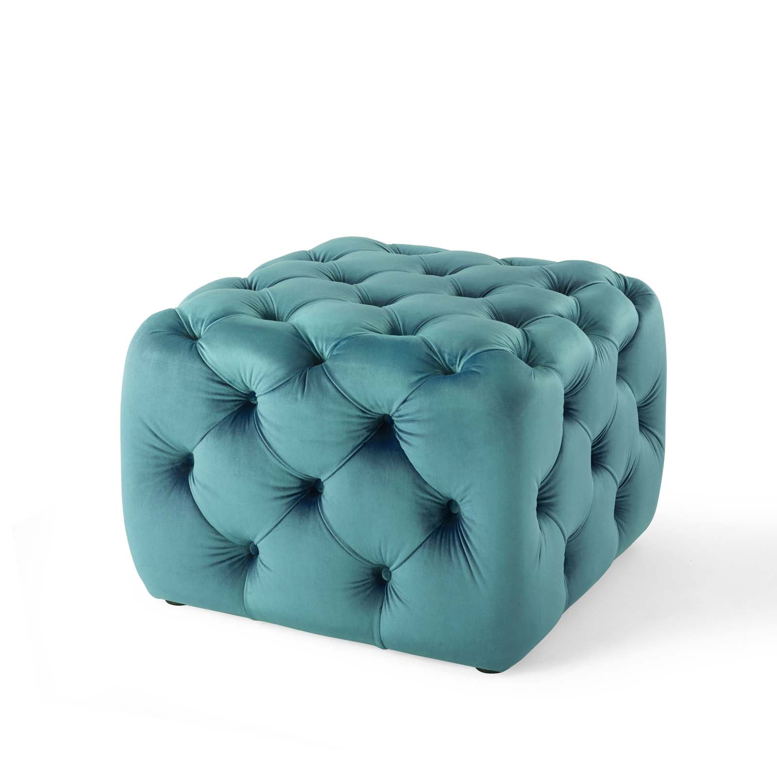 Modway Ottomans & Stools - Amour Tufted Button Square Performance Ottoman Sea Blue