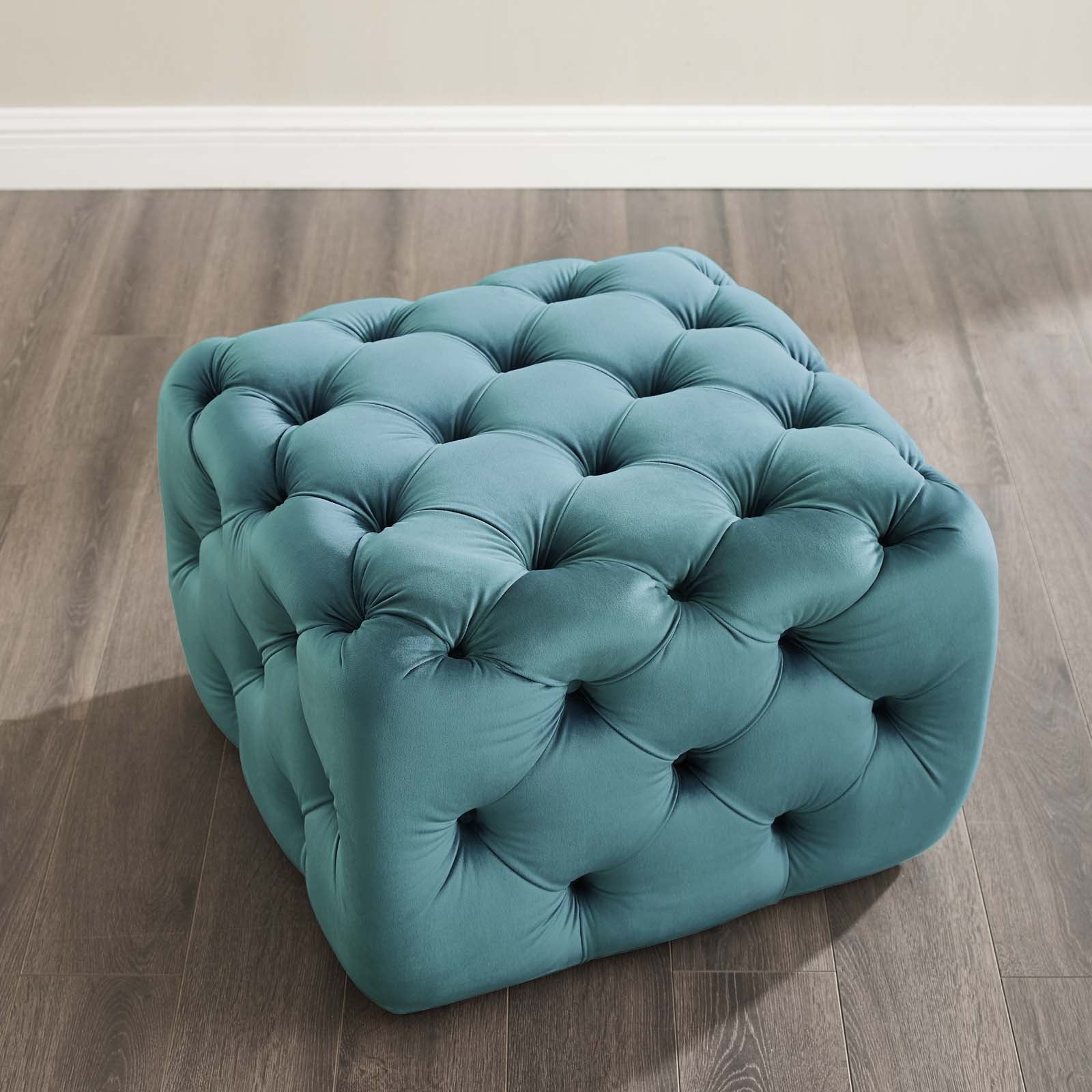 Modway Ottomans & Stools - Amour Tufted Button Square Performance Ottoman Sea Blue