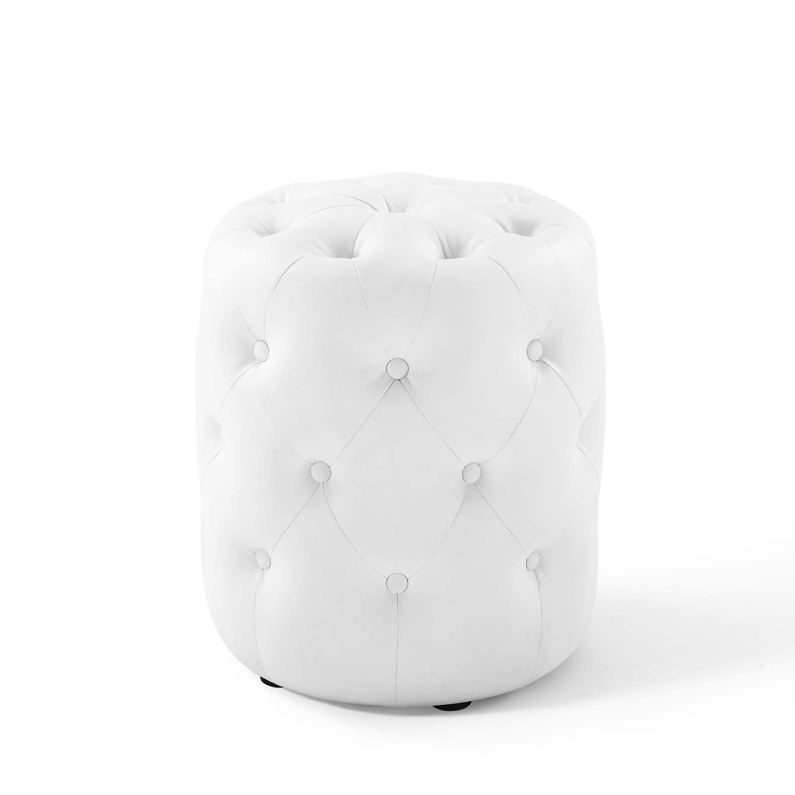 Modway Ottomans & Stools - Amour Tufted Button Round Faux Leather Ottoman White