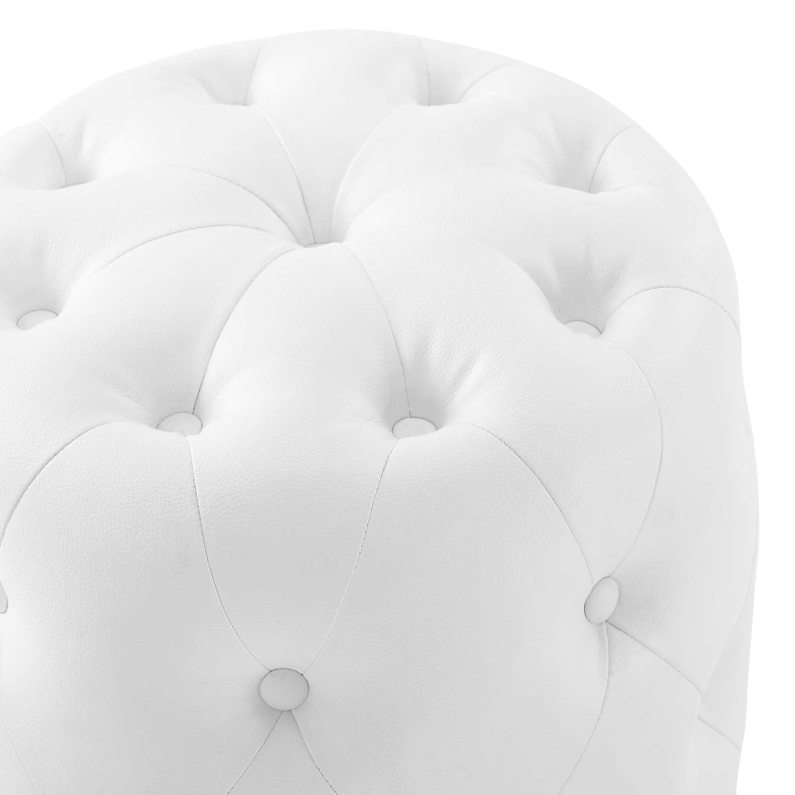 Modway Ottomans & Stools - Amour Tufted Button Round Faux Leather Ottoman White