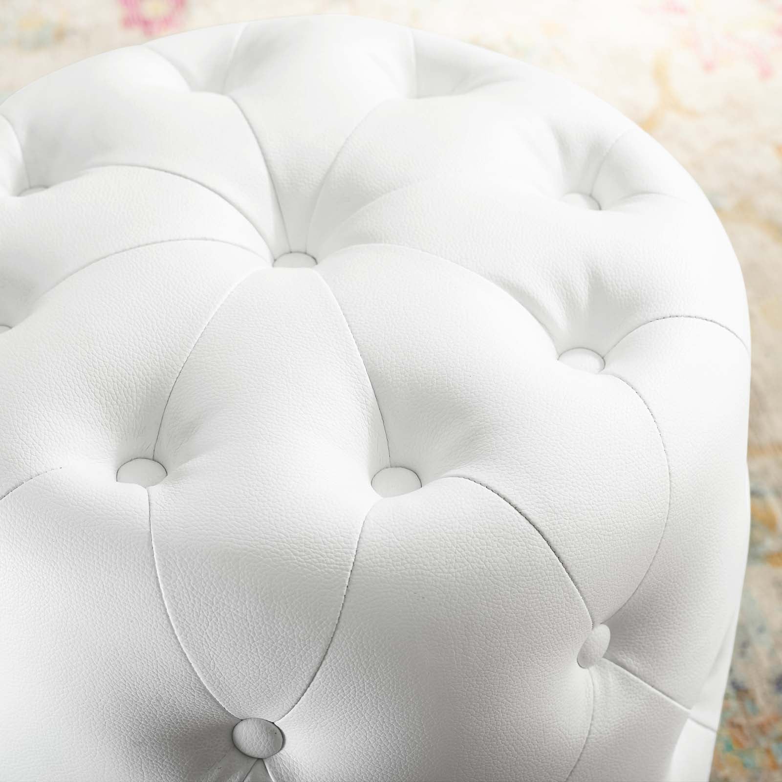 Modway Ottomans & Stools - Amour Tufted Button Round Faux Leather Ottoman White