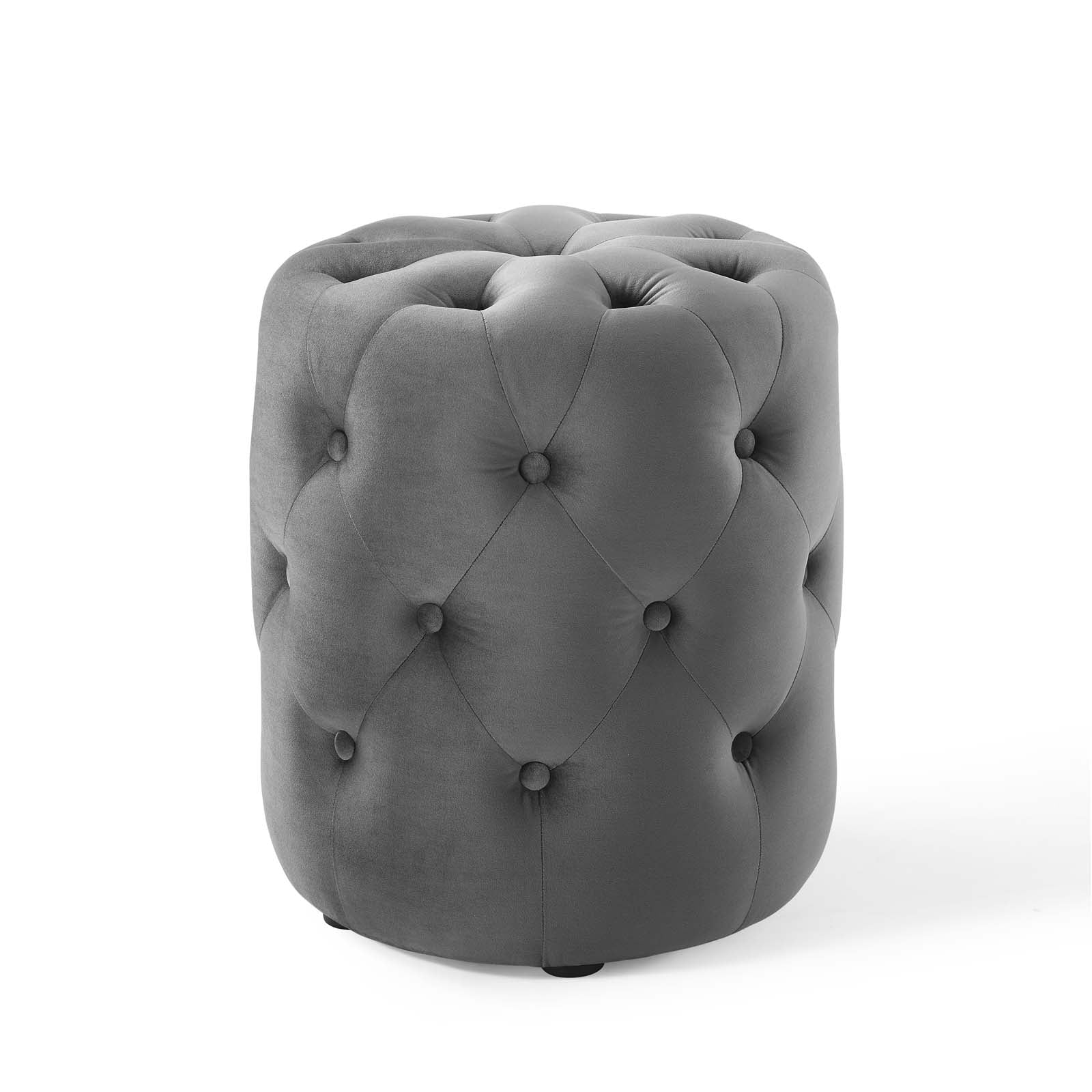 Modway Ottomans & Stools - Amour Tufted Button Round Performance Velvet Ottoman Gray