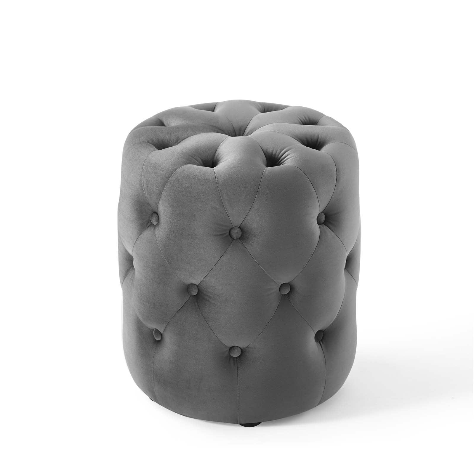 Modway Ottomans & Stools - Amour Tufted Button Round Performance Velvet Ottoman Gray