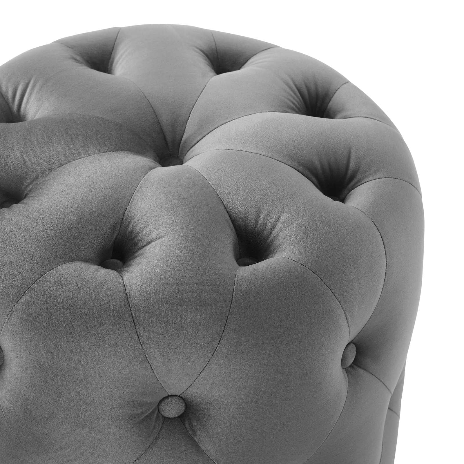 Modway Ottomans & Stools - Amour Tufted Button Round Performance Velvet Ottoman Gray