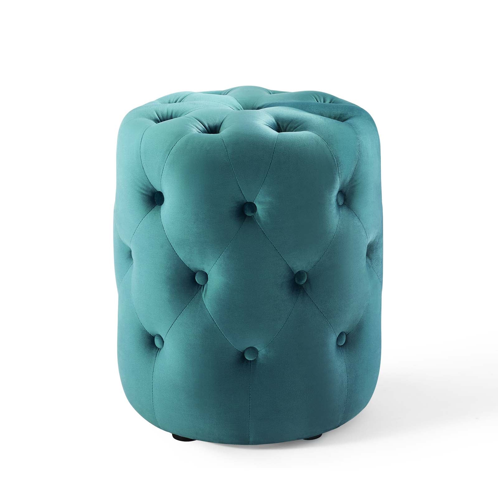 Modway Ottomans & Stools - Amour Tufted Button Round Performance Velvet Ottoman Sea Blue