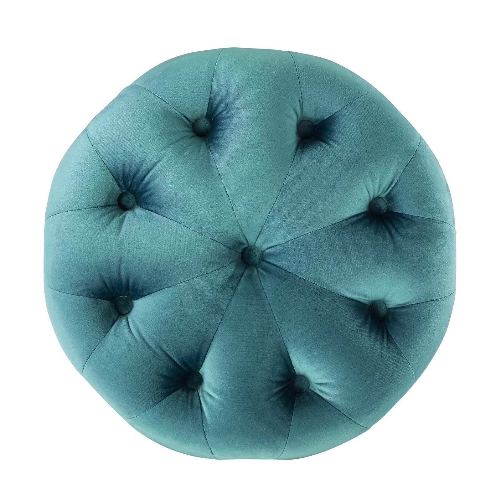 Modway Ottomans & Stools - Amour Tufted Button Round Performance Velvet Ottoman Sea Blue