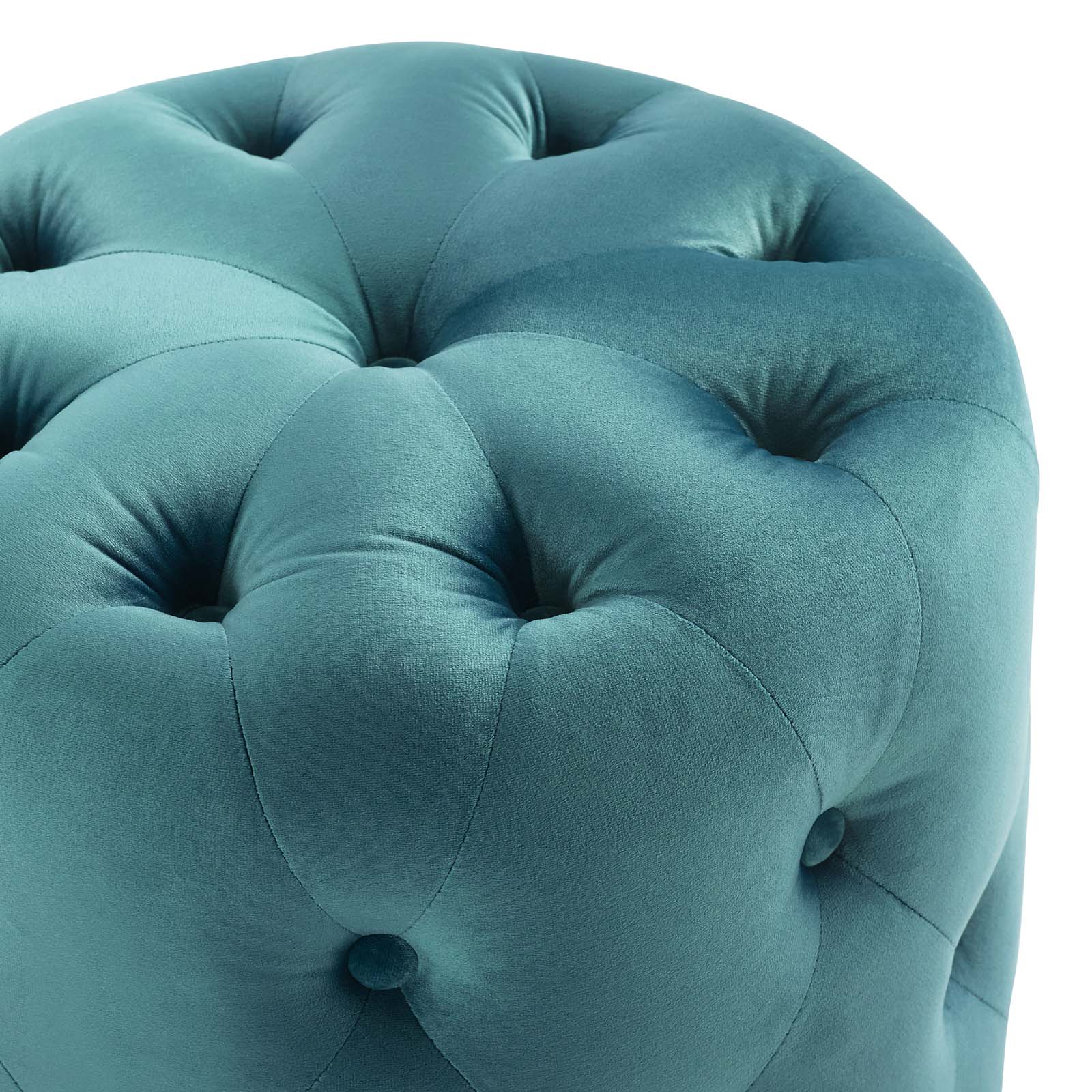 Modway Ottomans & Stools - Amour Tufted Button Round Performance Velvet Ottoman Sea Blue