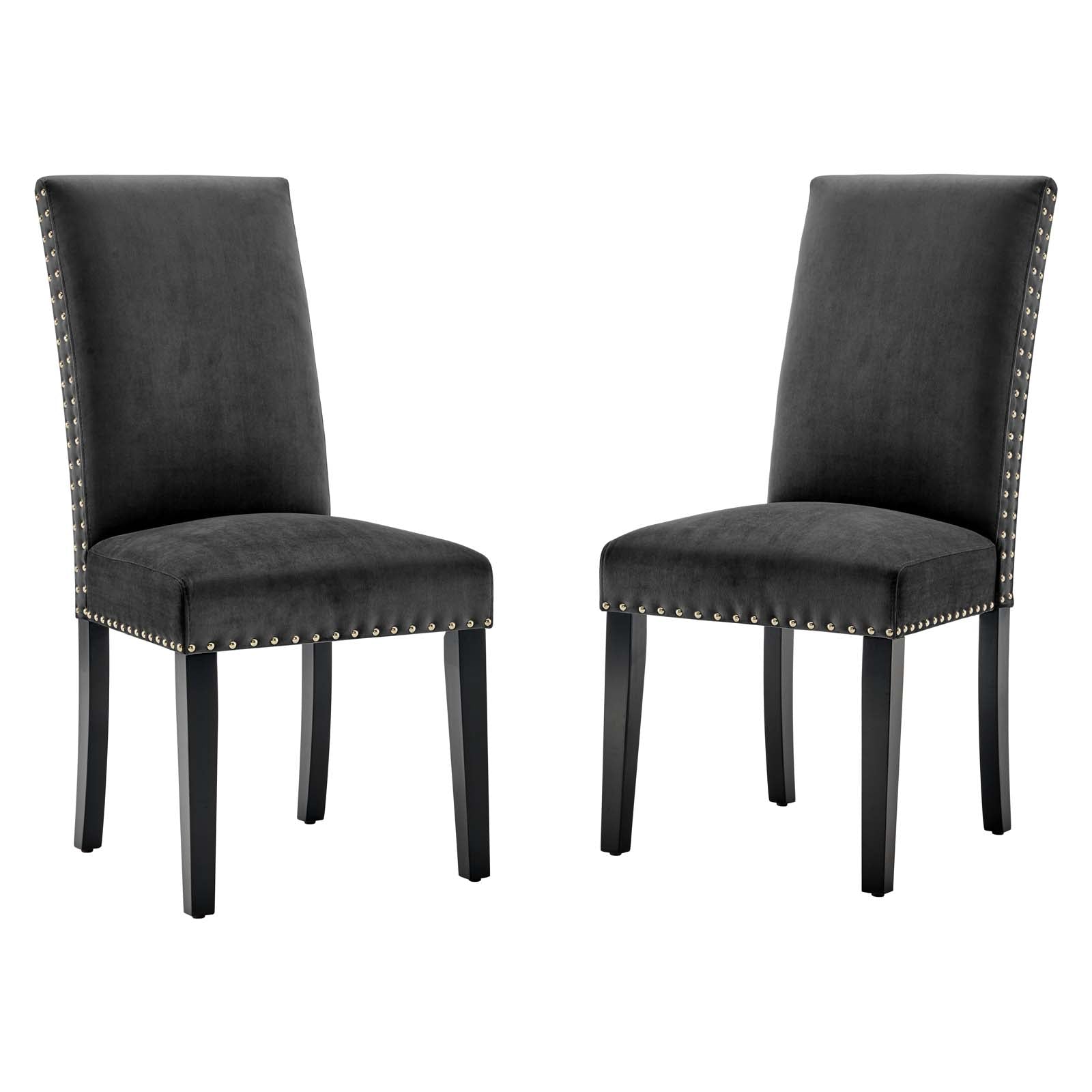 Modway Dining Chairs - Parcel-Performance-Velvet-Dining-Side-Chairs---Set-of-2-Charcoal