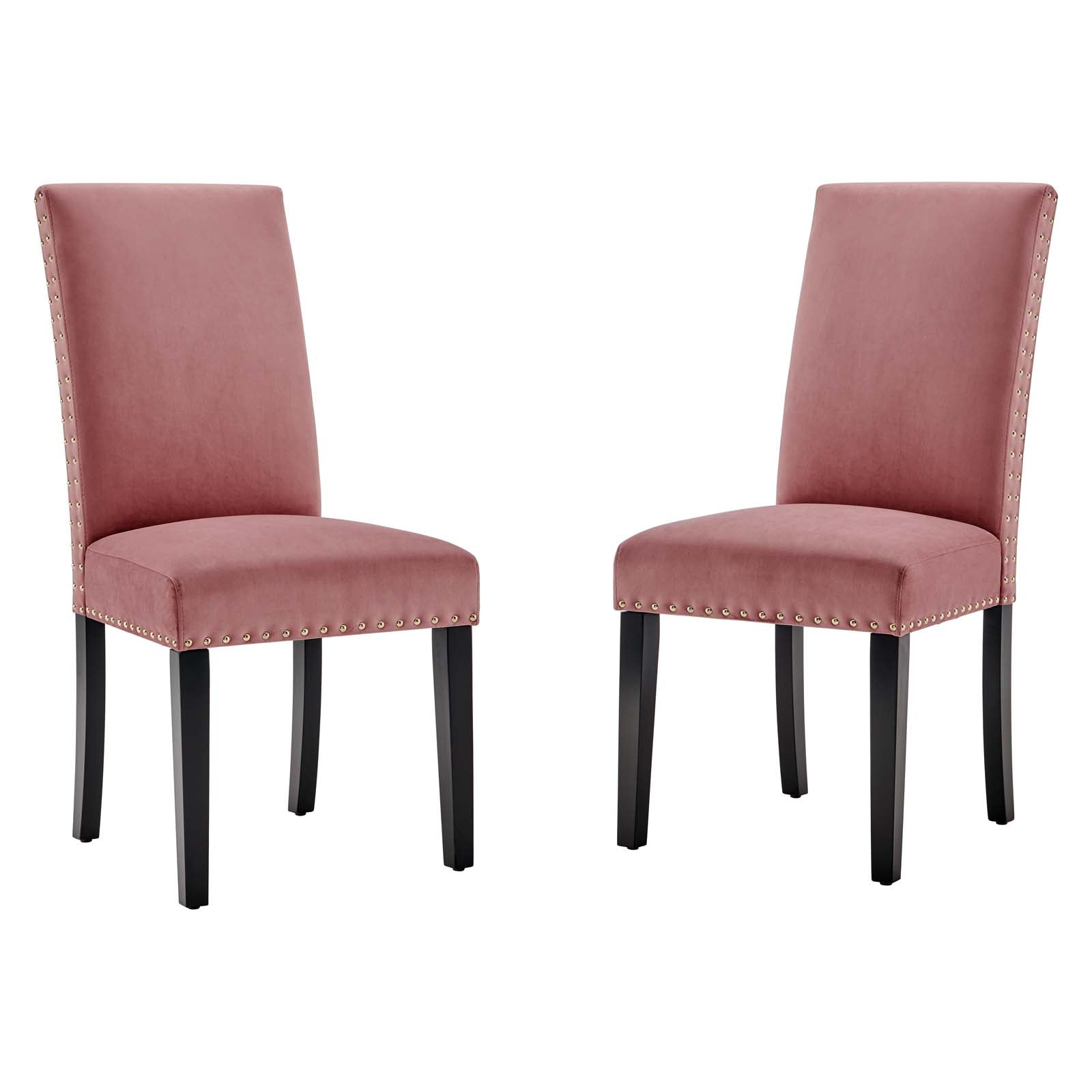 Modway Dining Chairs - Parcel Performance Velvet Dining Side Chairs Dusty Rose( Set of 2 )