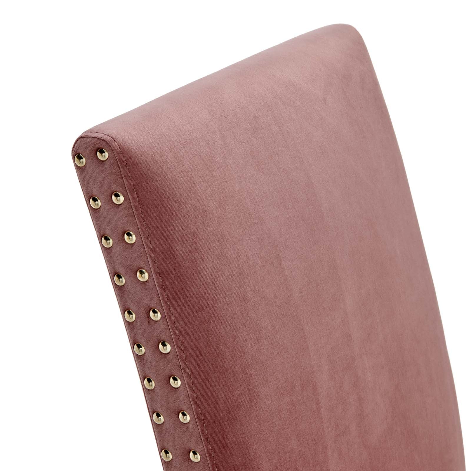 Modway Dining Chairs - Parcel Performance Velvet Dining Side Chairs Dusty Rose( Set of 2 )