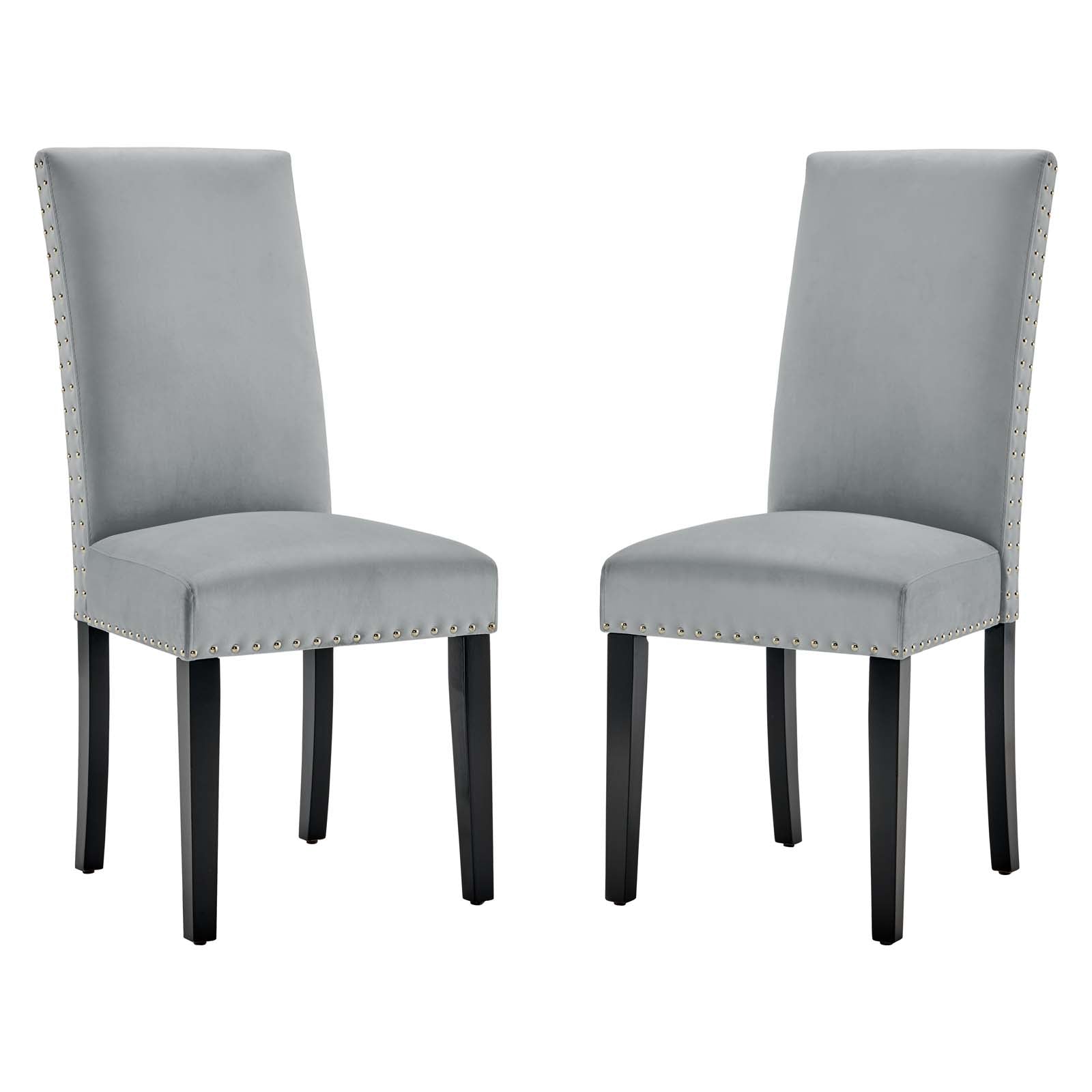 Modway Dining Chairs - Parcel-Performance-Velvet-Dining-Side-Chairs---Set-of-2-Light-Gray