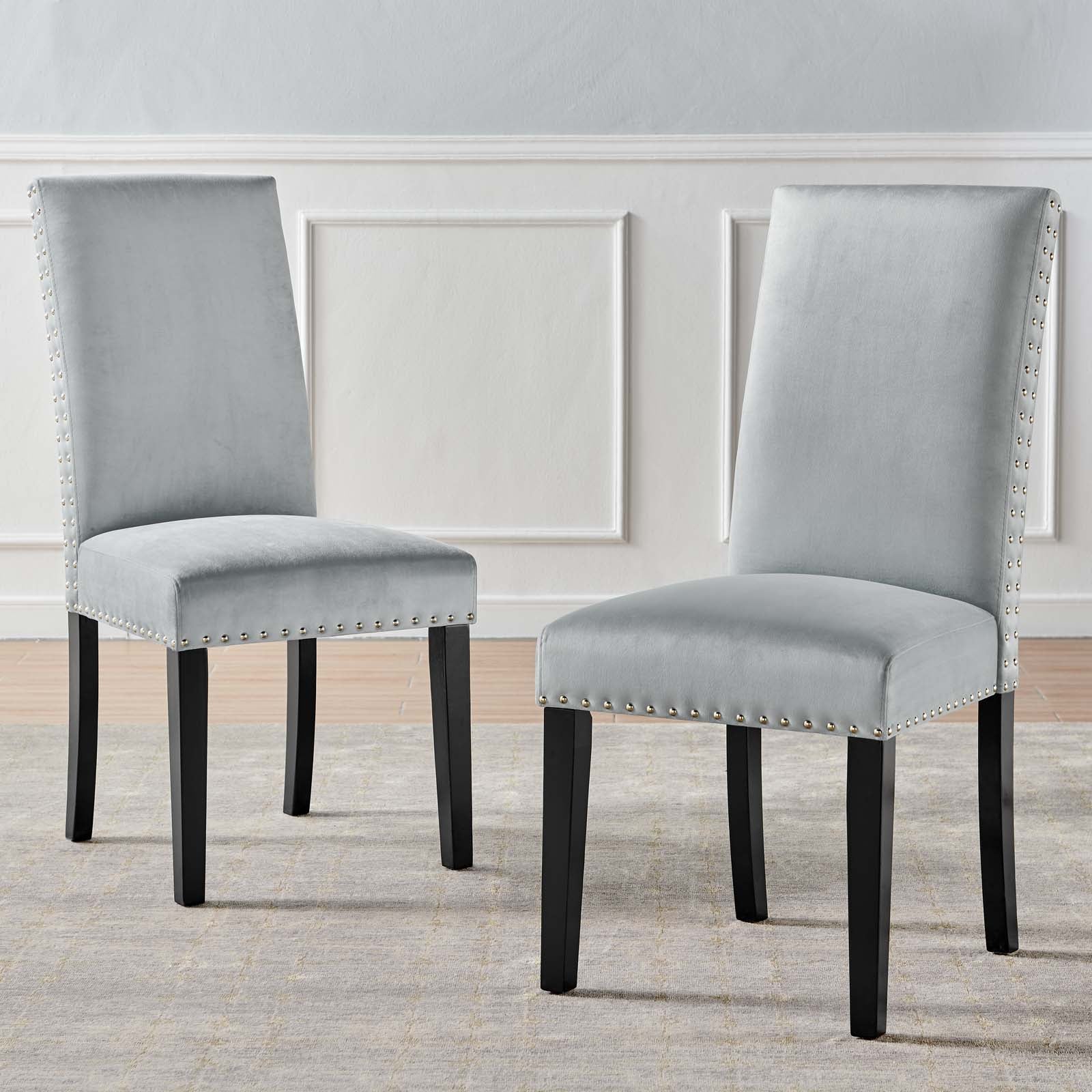 Modway Dining Chairs - Parcel-Performance-Velvet-Dining-Side-Chairs---Set-of-2-Light-Gray
