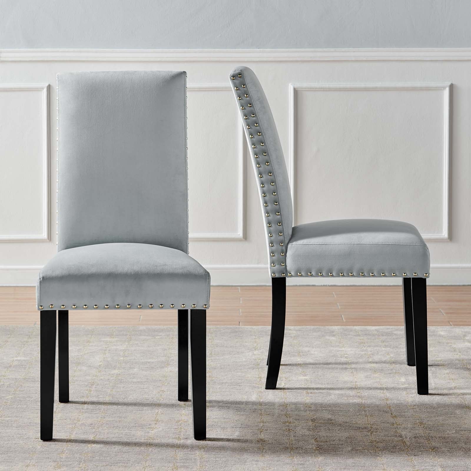 Modway Dining Chairs - Parcel-Performance-Velvet-Dining-Side-Chairs---Set-of-2-Light-Gray