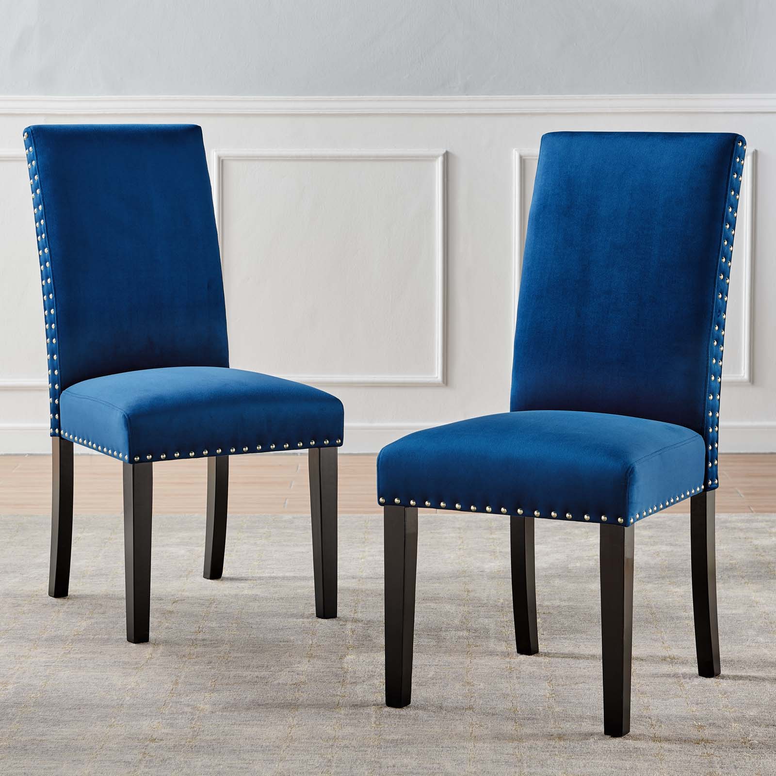 Modway Dining Chairs - Parcel Performance Velvet Dining Side Chairs Navy ( Set of 2 )