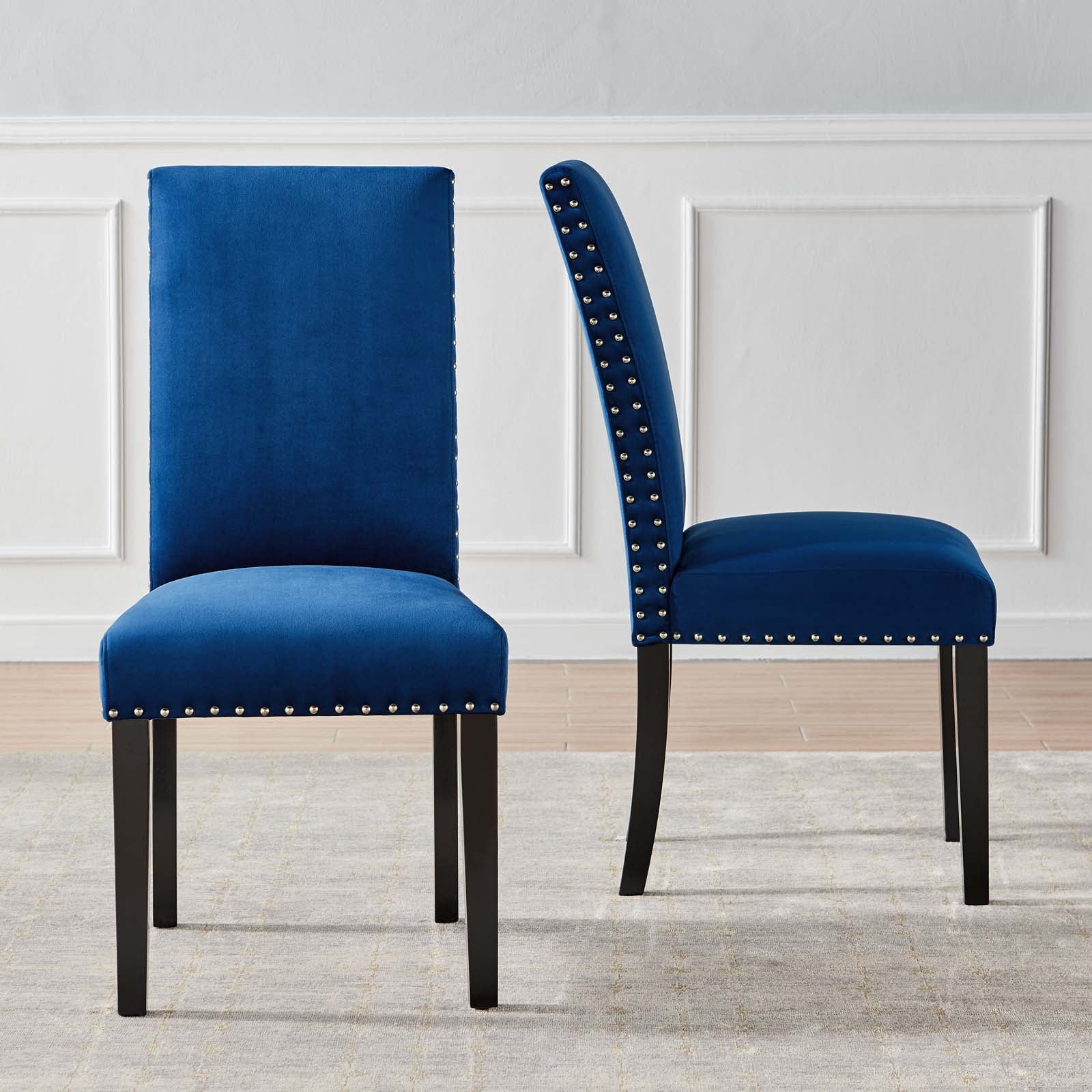Modway Dining Chairs - Parcel Performance Velvet Dining Side Chairs Navy ( Set of 2 )