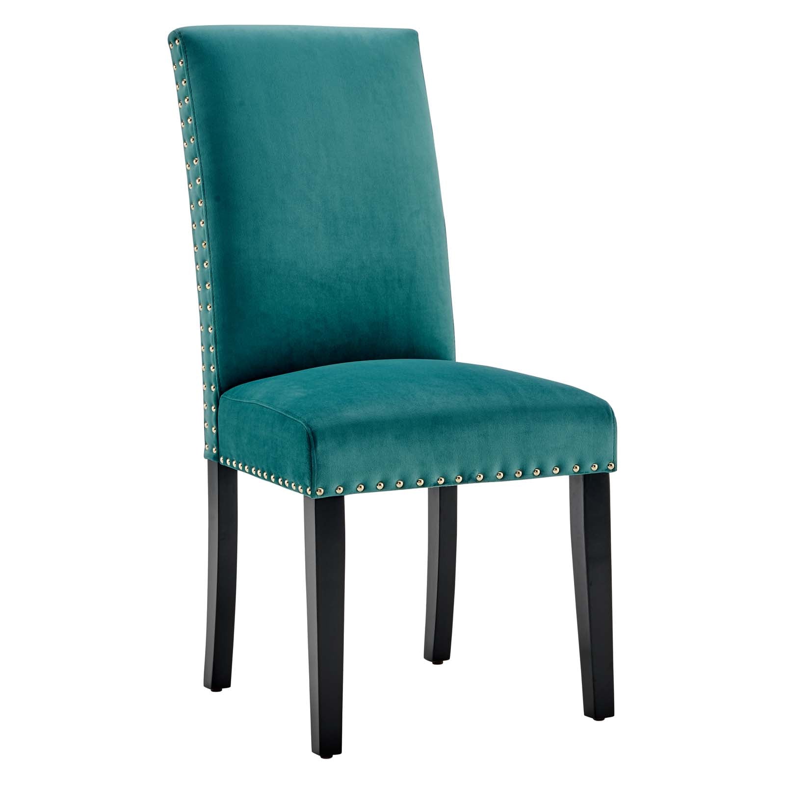 Modway Dining Chairs - Parcel Performance Velvet Dining Side Chairs - ( Set of 2 ) Teal