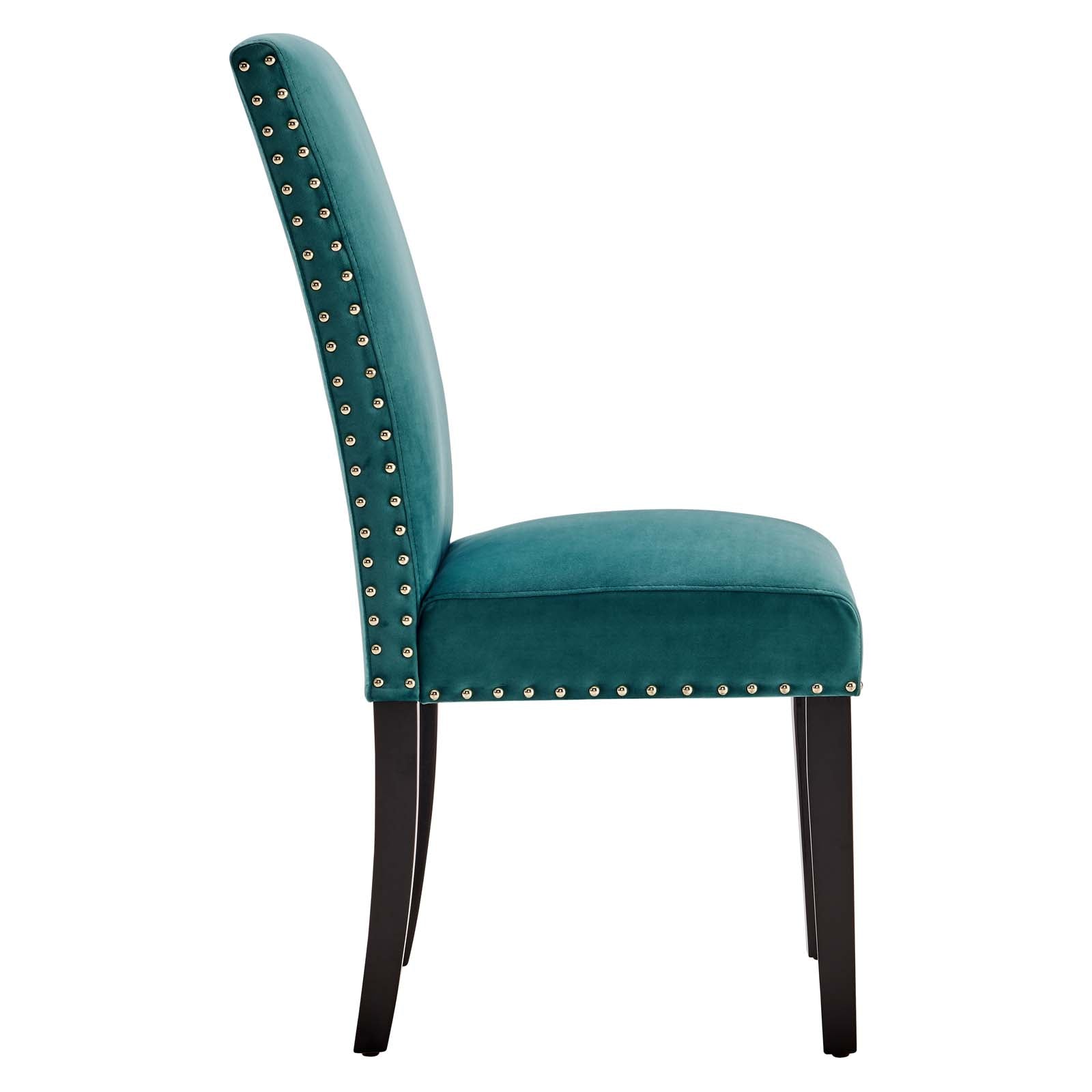 Modway Dining Chairs - Parcel Performance Velvet Dining Side Chairs - ( Set of 2 ) Teal