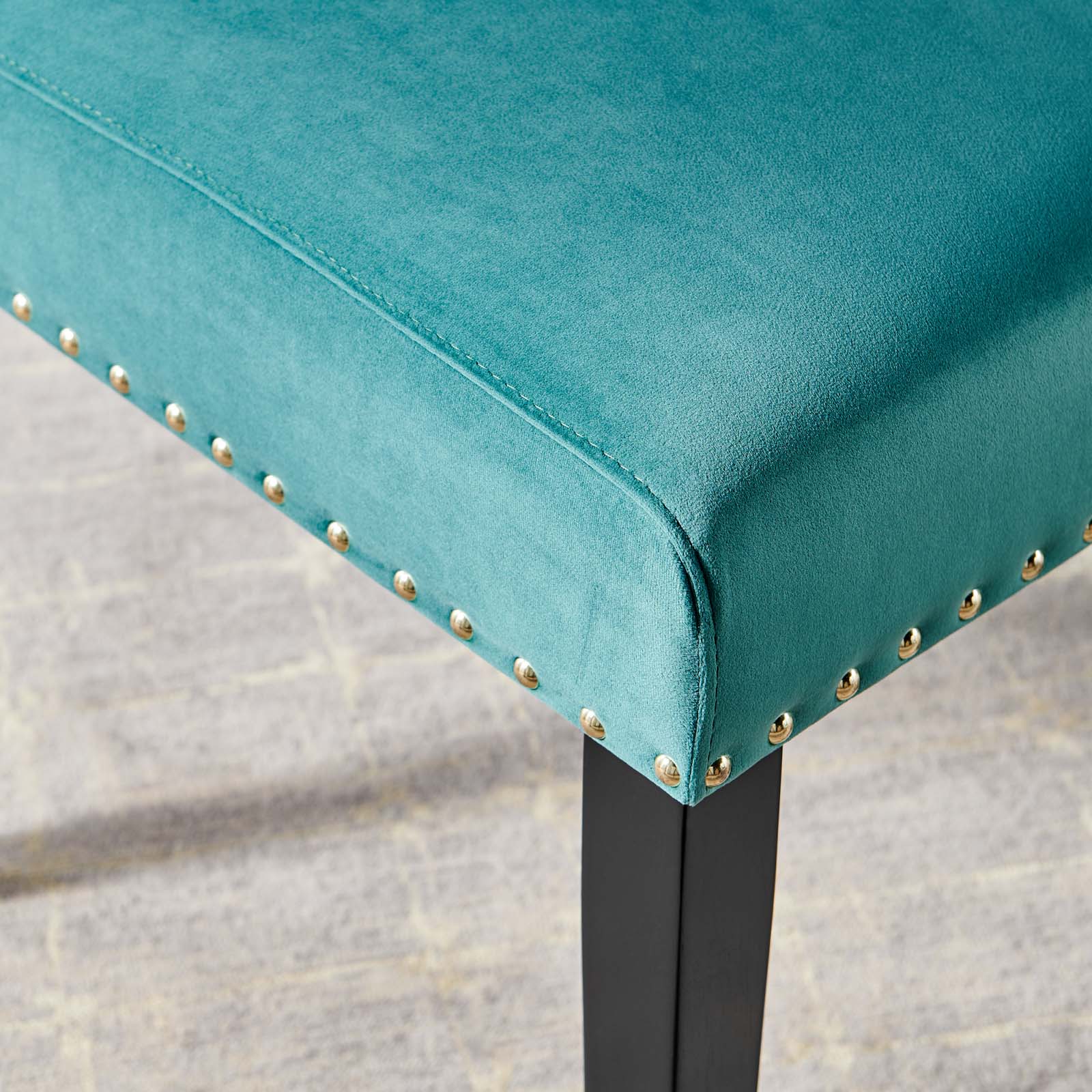 Modway Dining Chairs - Parcel Performance Velvet Dining Side Chairs - ( Set of 2 ) Teal