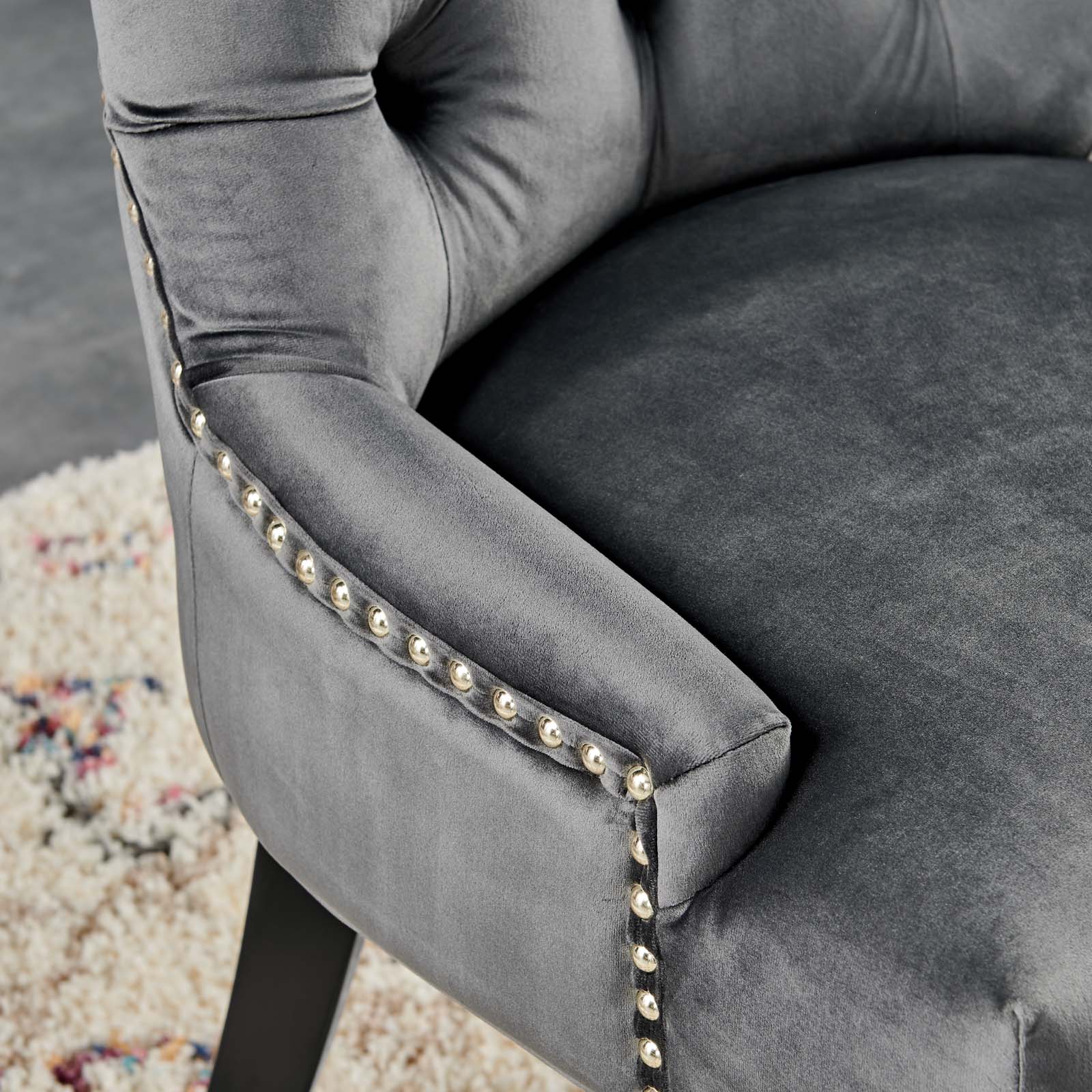 Modway Dining Chairs - Regent Tufted Performance Velvet Dining Side Chairs - ( Set of 2 ) Charcoal