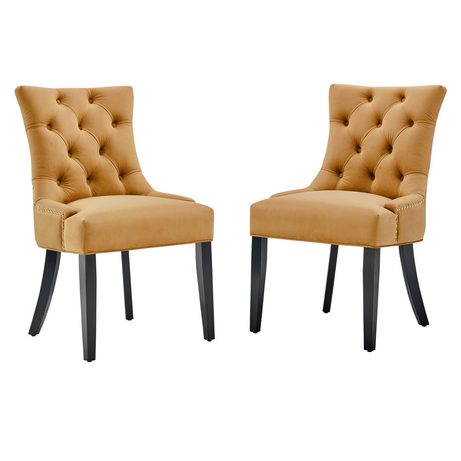 Modway Dining Chairs - Regent Tufted Performance Velvet Dining Side Chairs - ( Set Of 2 ) Cognac