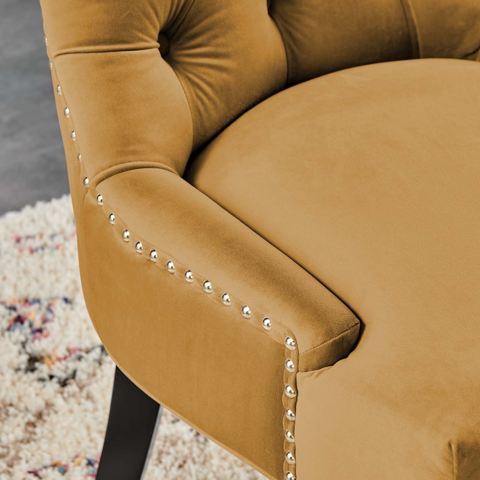 Modway Dining Chairs - Regent Tufted Performance Velvet Dining Side Chairs - ( Set Of 2 ) Cognac