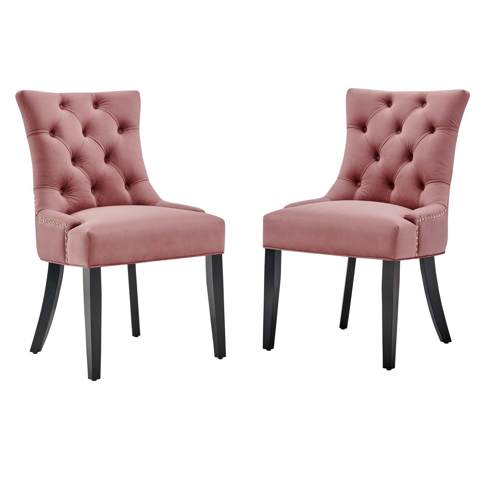 Modway Dining Chairs - Regent Tufted Performance Velvet Dining Side Chairs - ( Set of 2 ) Dusty Rose