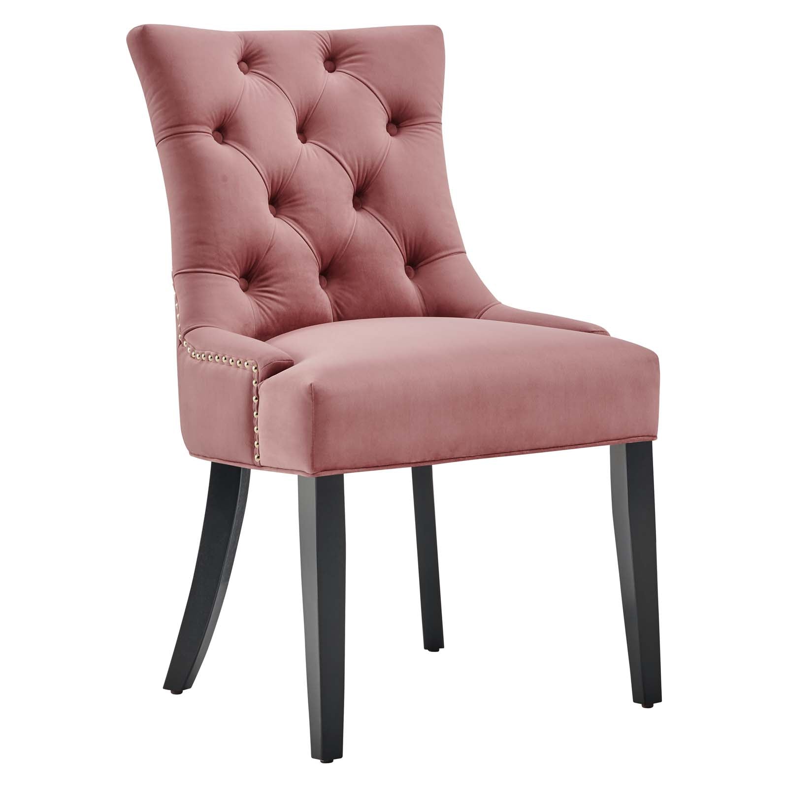 Modway Dining Chairs - Regent Tufted Performance Velvet Dining Side Chairs - ( Set of 2 ) Dusty Rose
