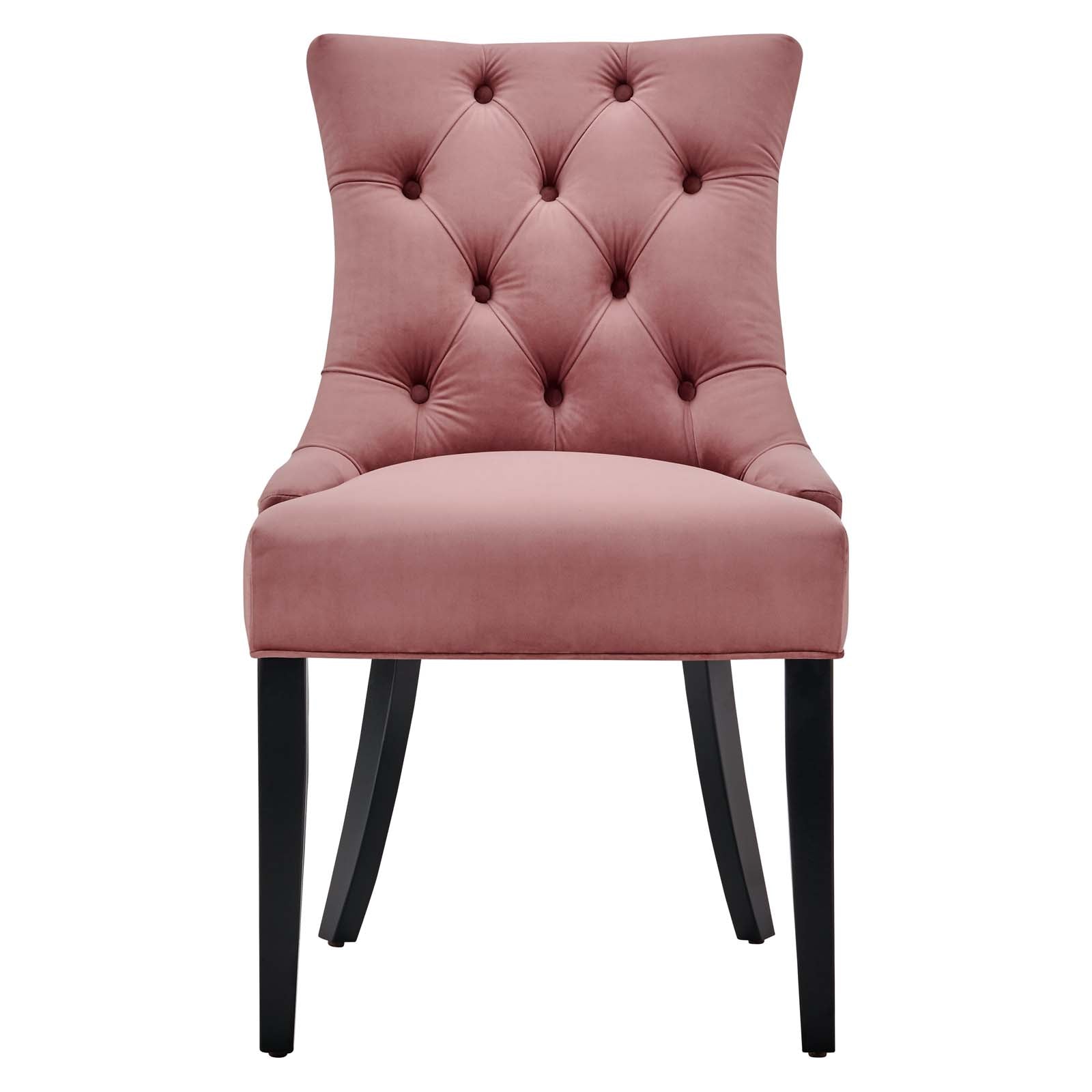 Modway Dining Chairs - Regent Tufted Performance Velvet Dining Side Chairs - ( Set of 2 ) Dusty Rose