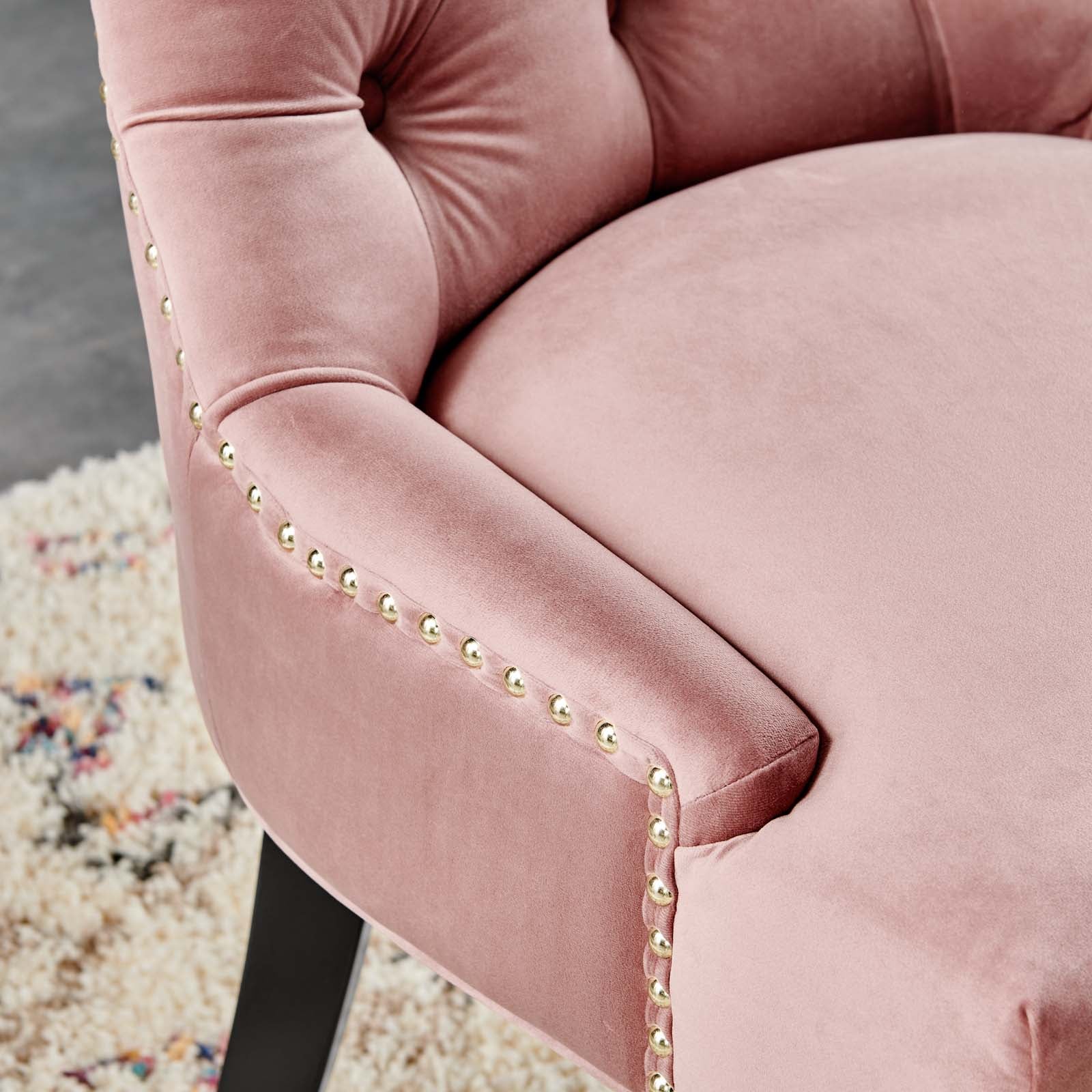 Modway Dining Chairs - Regent Tufted Performance Velvet Dining Side Chairs - ( Set of 2 ) Dusty Rose