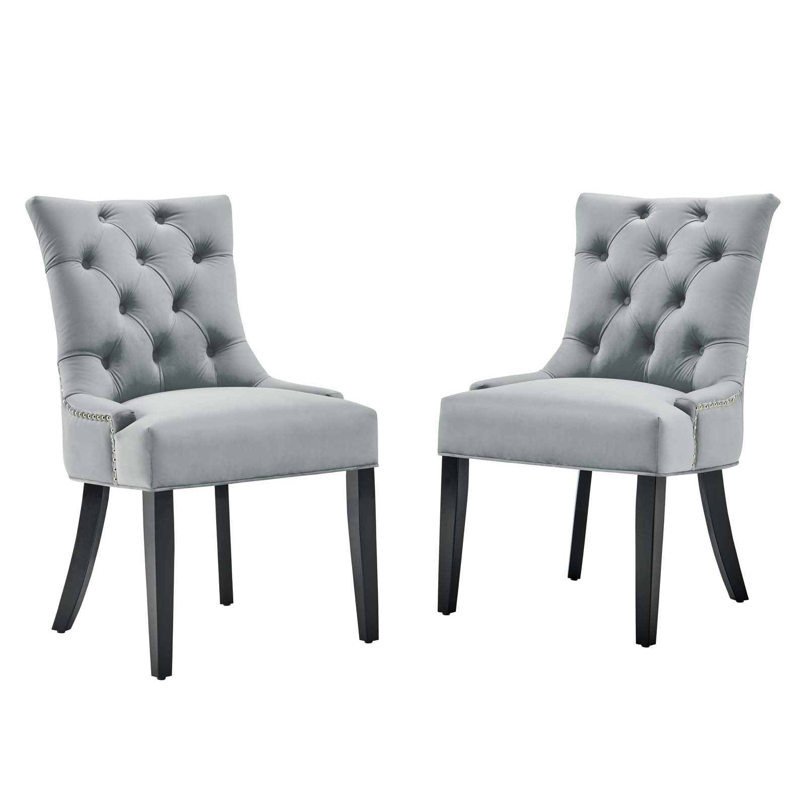 Modway Dining Chairs - Regent Tufted Performance Velvet Dining Side Chairs - Set of 2 Light Gray