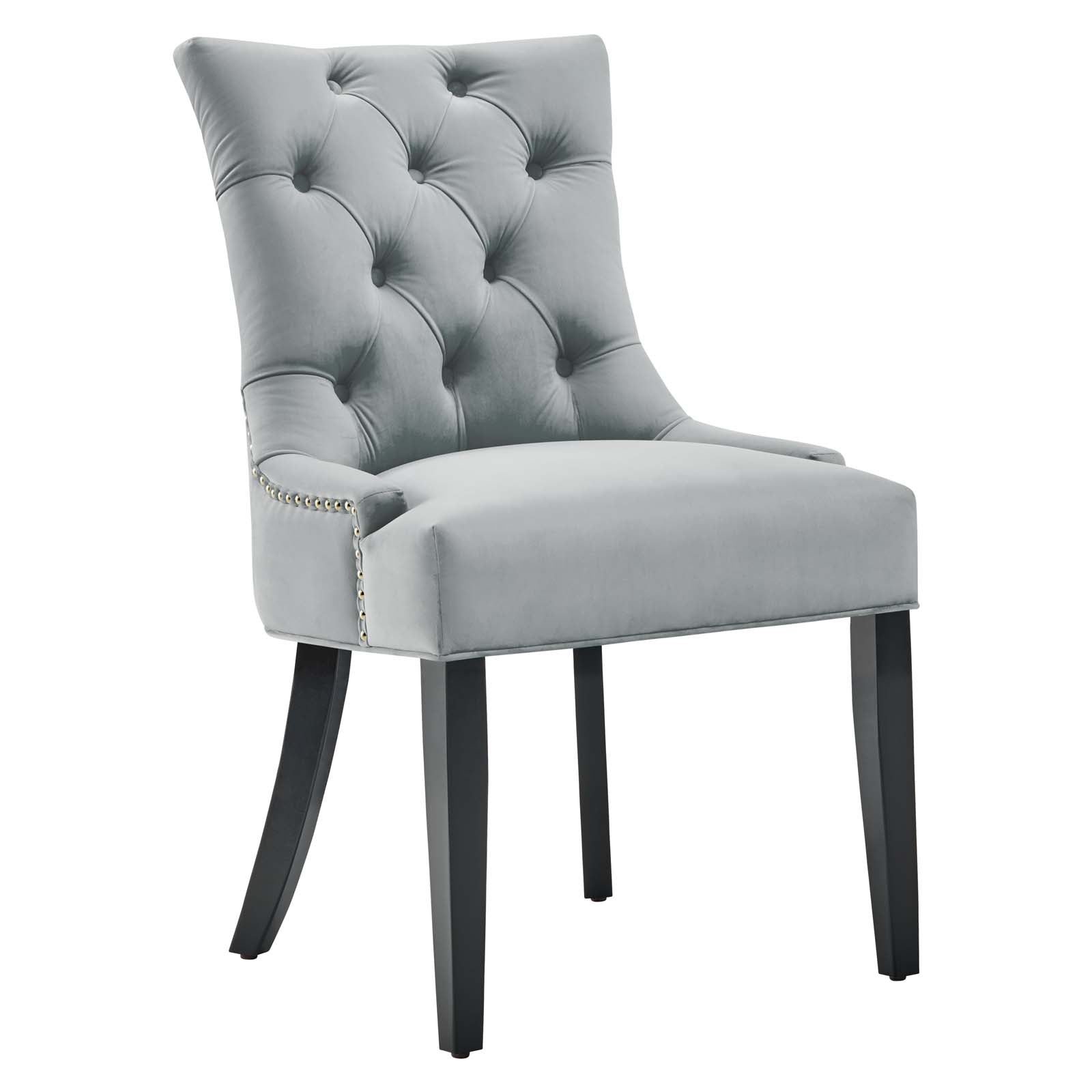 Modway Dining Chairs - Regent Tufted Performance Velvet Dining Side Chairs - Set of 2 Light Gray