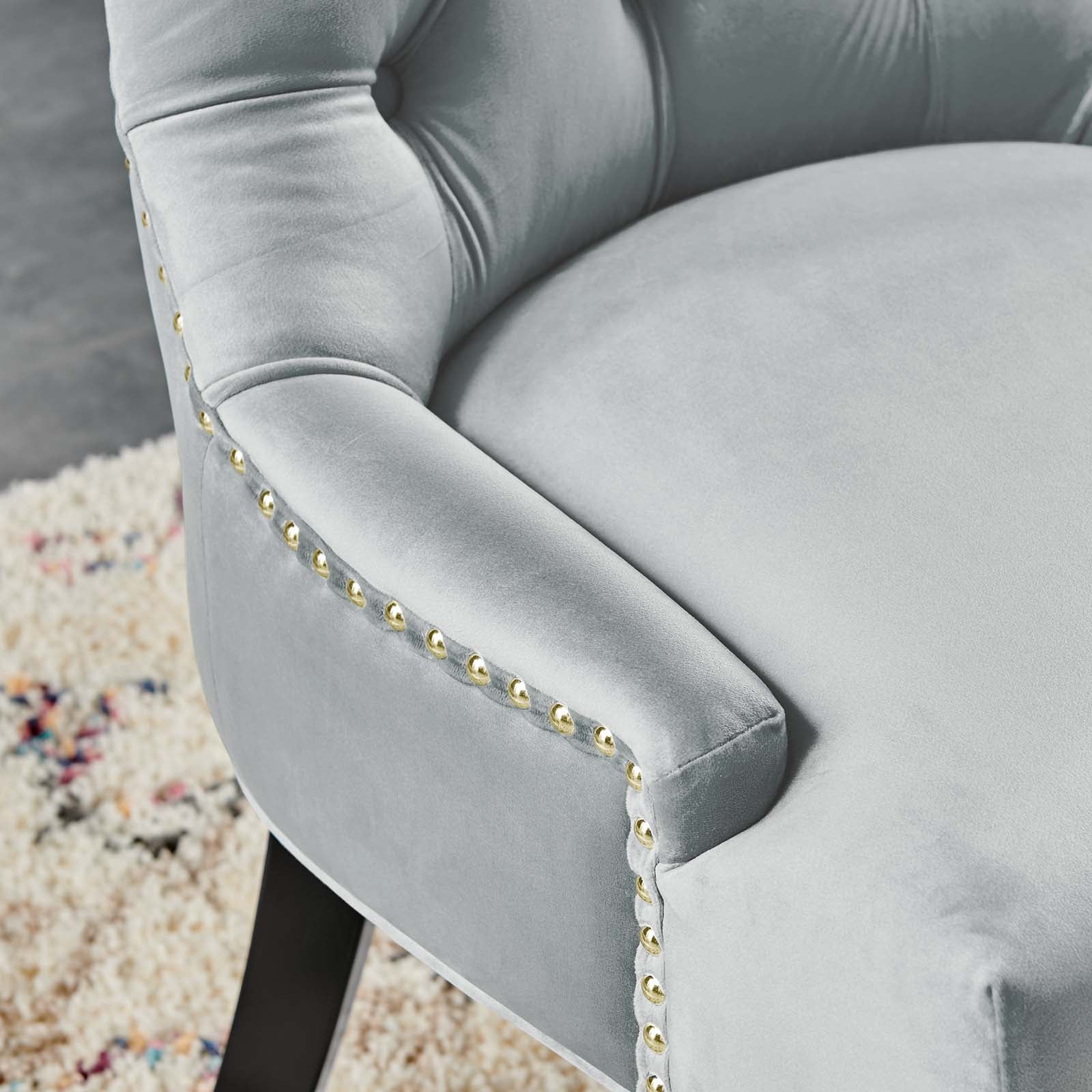 Modway Dining Chairs - Regent Tufted Performance Velvet Dining Side Chairs - Set of 2 Light Gray