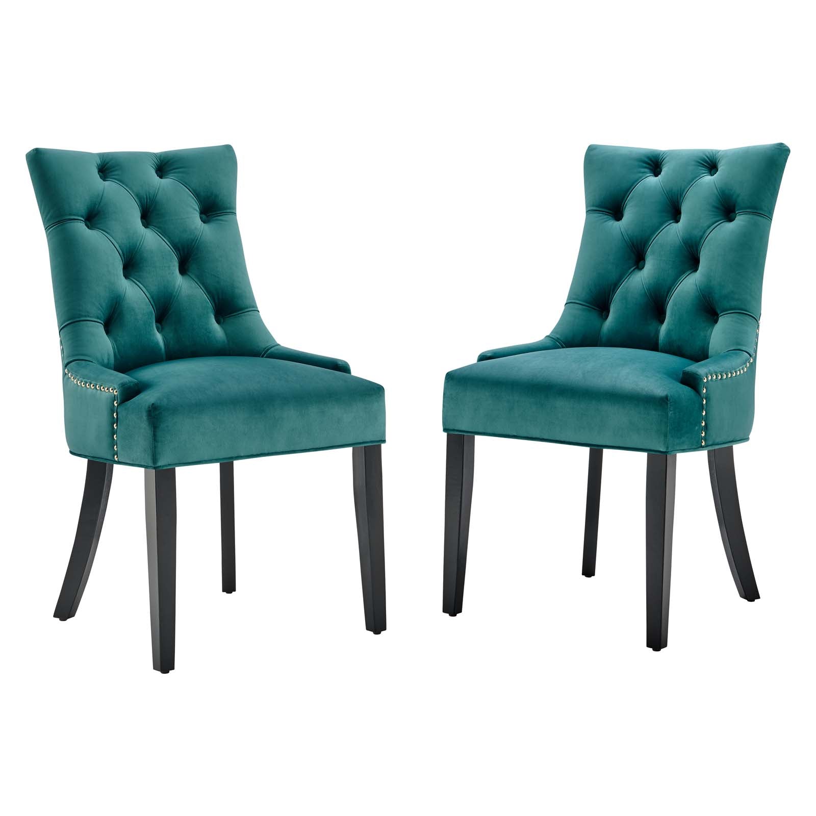 Modway Dining Chairs - Regent Tufted Performance Velvet Dining Side Chairs Teal ( Set of 2 )
