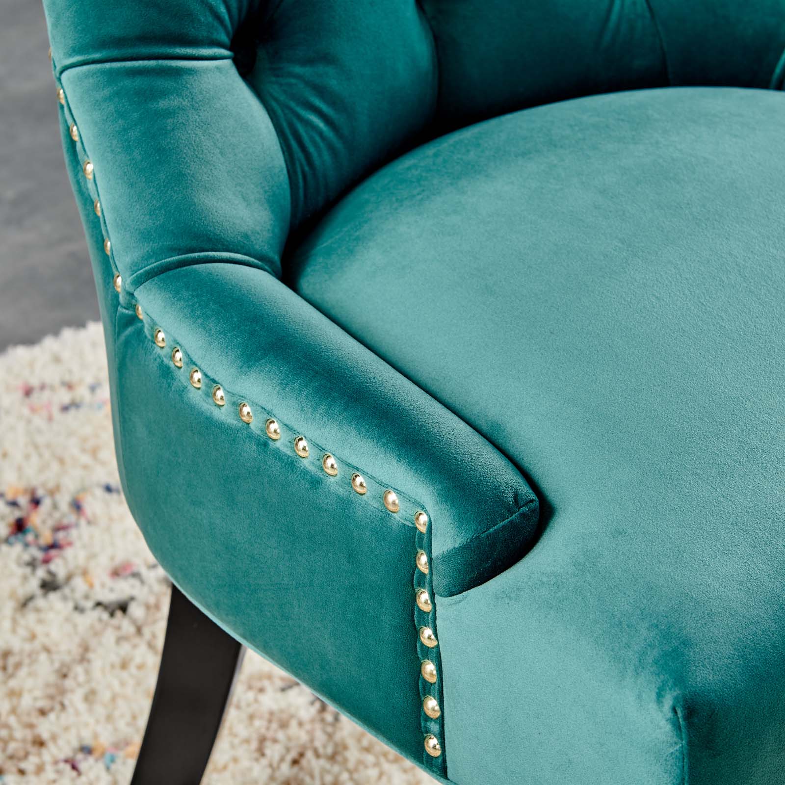 Modway Dining Chairs - Regent Tufted Performance Velvet Dining Side Chairs Teal ( Set of 2 )