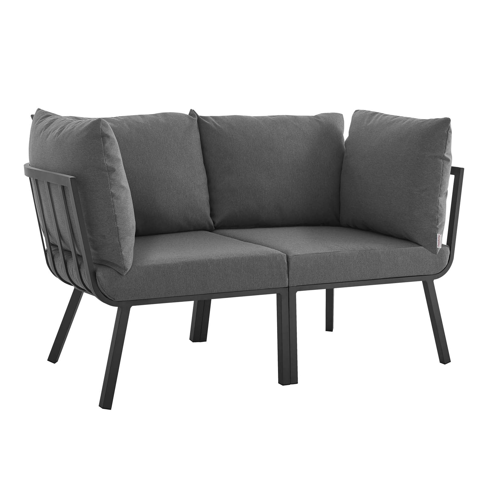 Modway Outdoor Chairs - Riverside 2 Piece Outdoor Patio Aluminum Sectional Sofa Set Gray Charcoal
