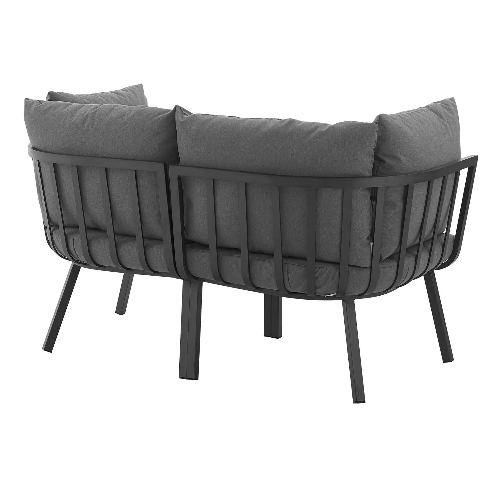 Modway Outdoor Chairs - Riverside 2 Piece Outdoor Patio Aluminum Sectional Sofa Set Gray Charcoal