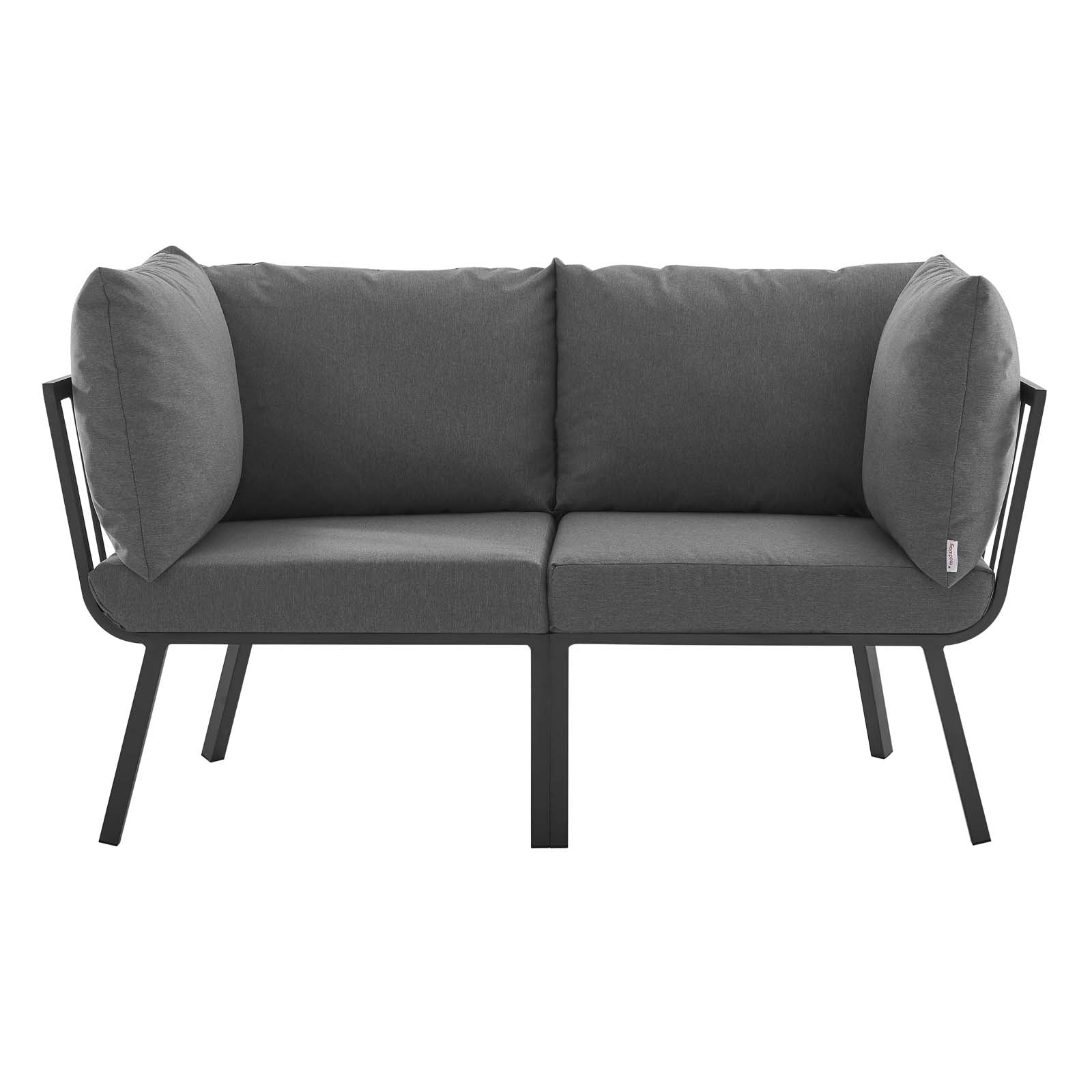Modway Outdoor Chairs - Riverside 2 Piece Outdoor Patio Aluminum Sectional Sofa Set Gray Charcoal