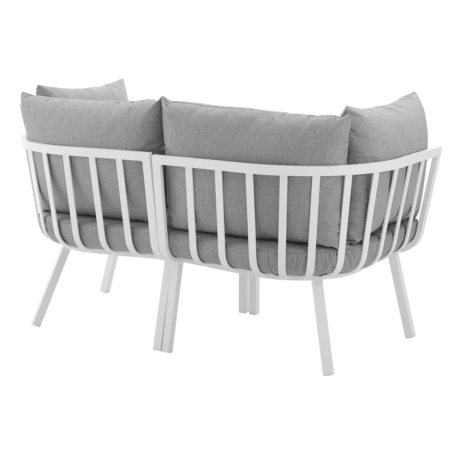Modway Outdoor Conversation Sets - Riverside 2 Piece Outdoor Patio Aluminum Sectional Sofa Set White Gray