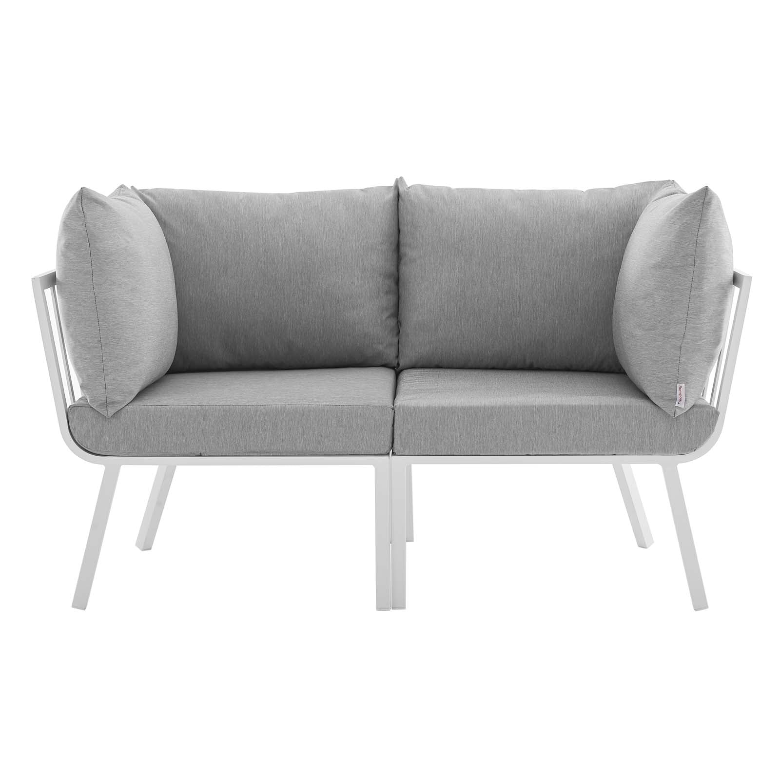 Modway Outdoor Conversation Sets - Riverside 2 Piece Outdoor Patio Aluminum Sectional Sofa Set White Gray