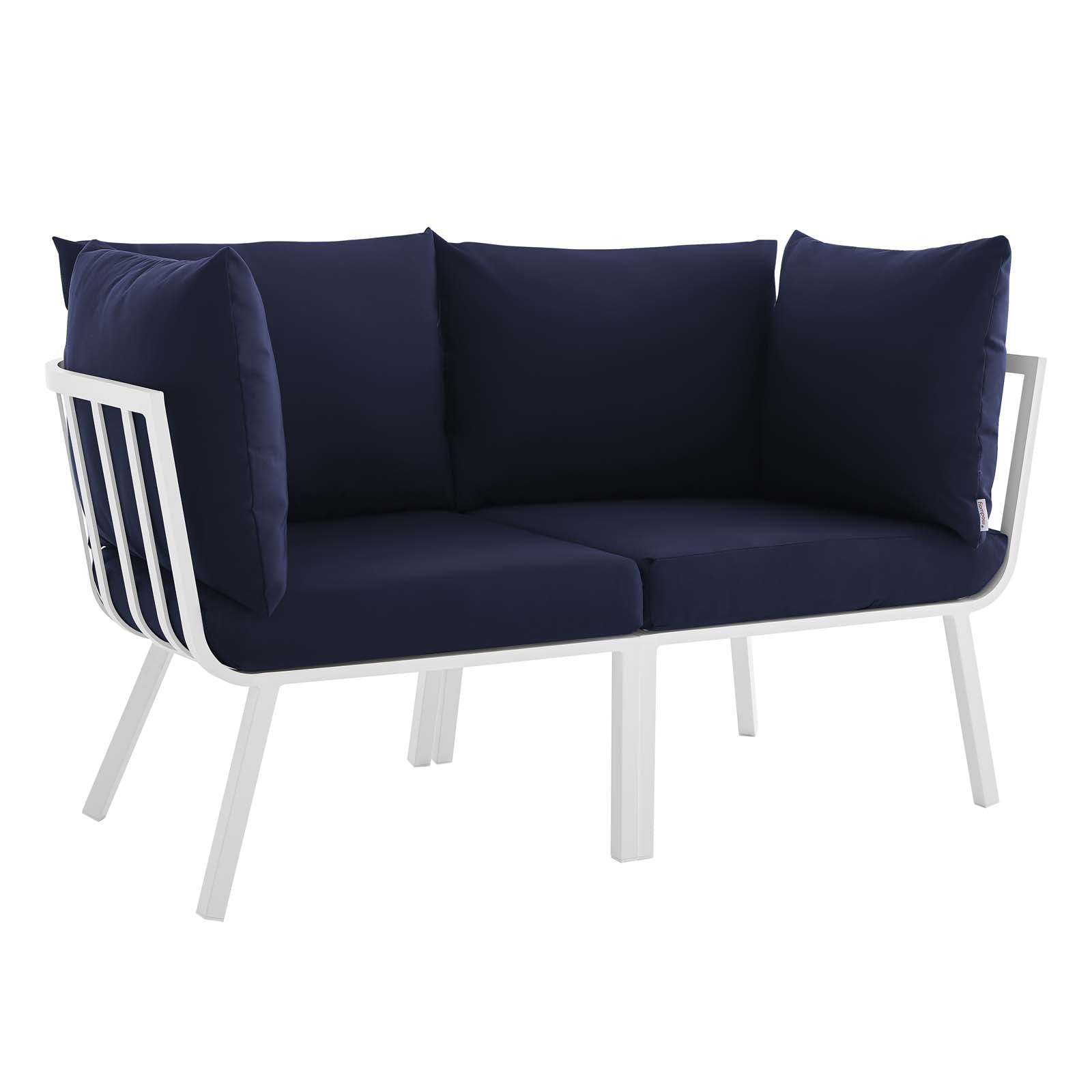 Riverside 2 Piece Outdoor Patio Aluminum Sectional Sofa Set White Navy