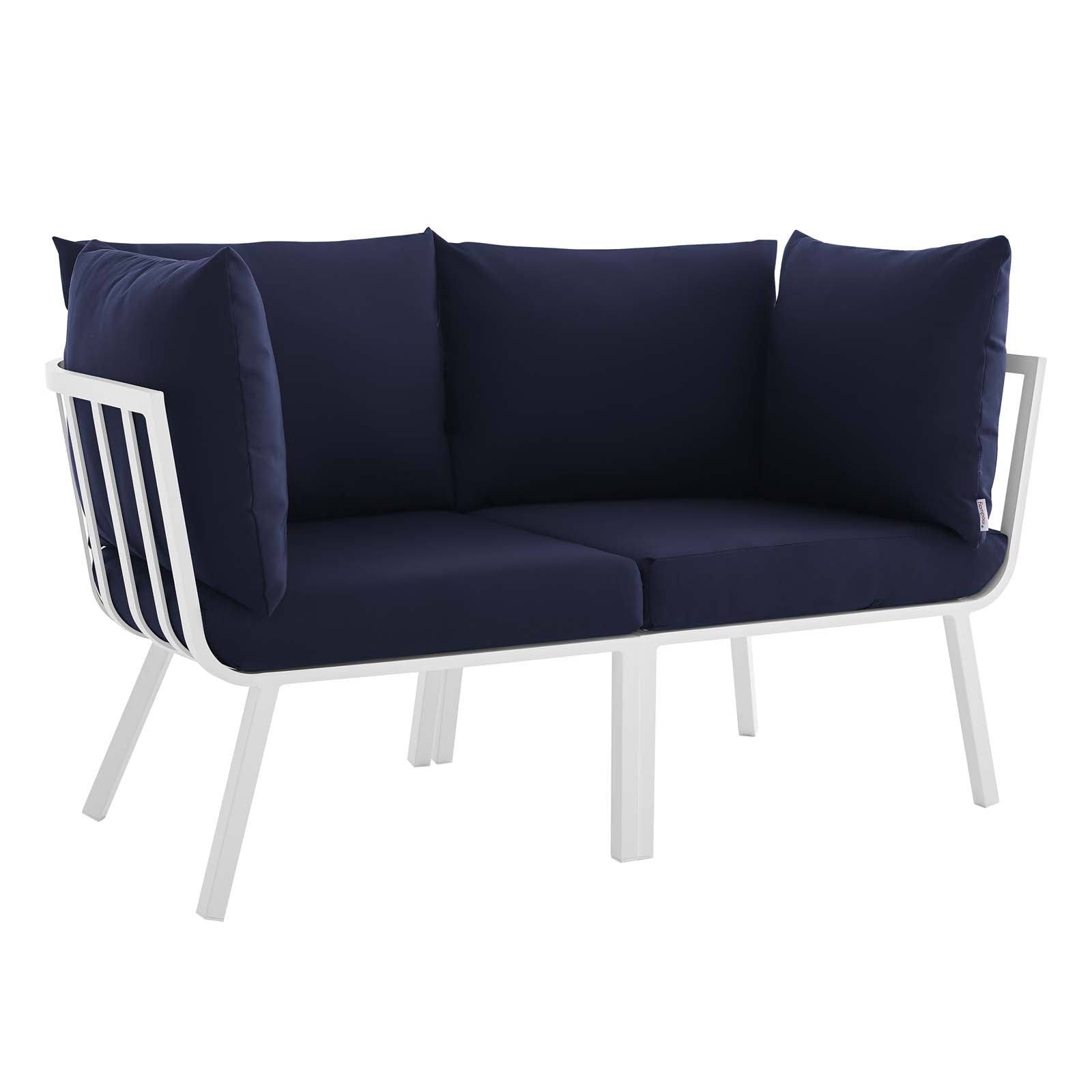 Modway Outdoor Sofas - Riverside 2 Piece Outdoor Patio Aluminum Sectional Sofa Set White Navy