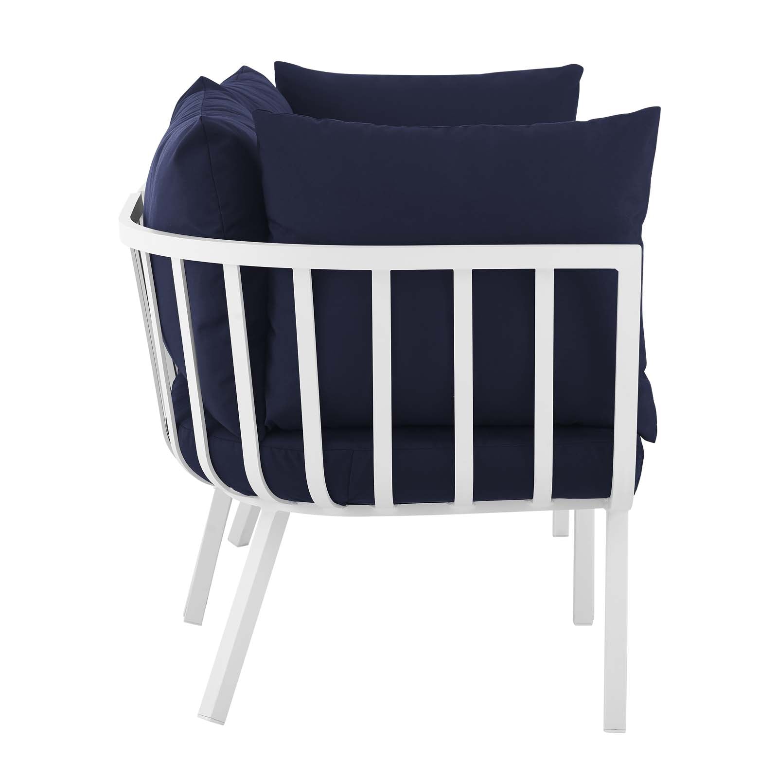 Riverside 2 Piece Outdoor Patio Aluminum Sectional Sofa Set White Navy