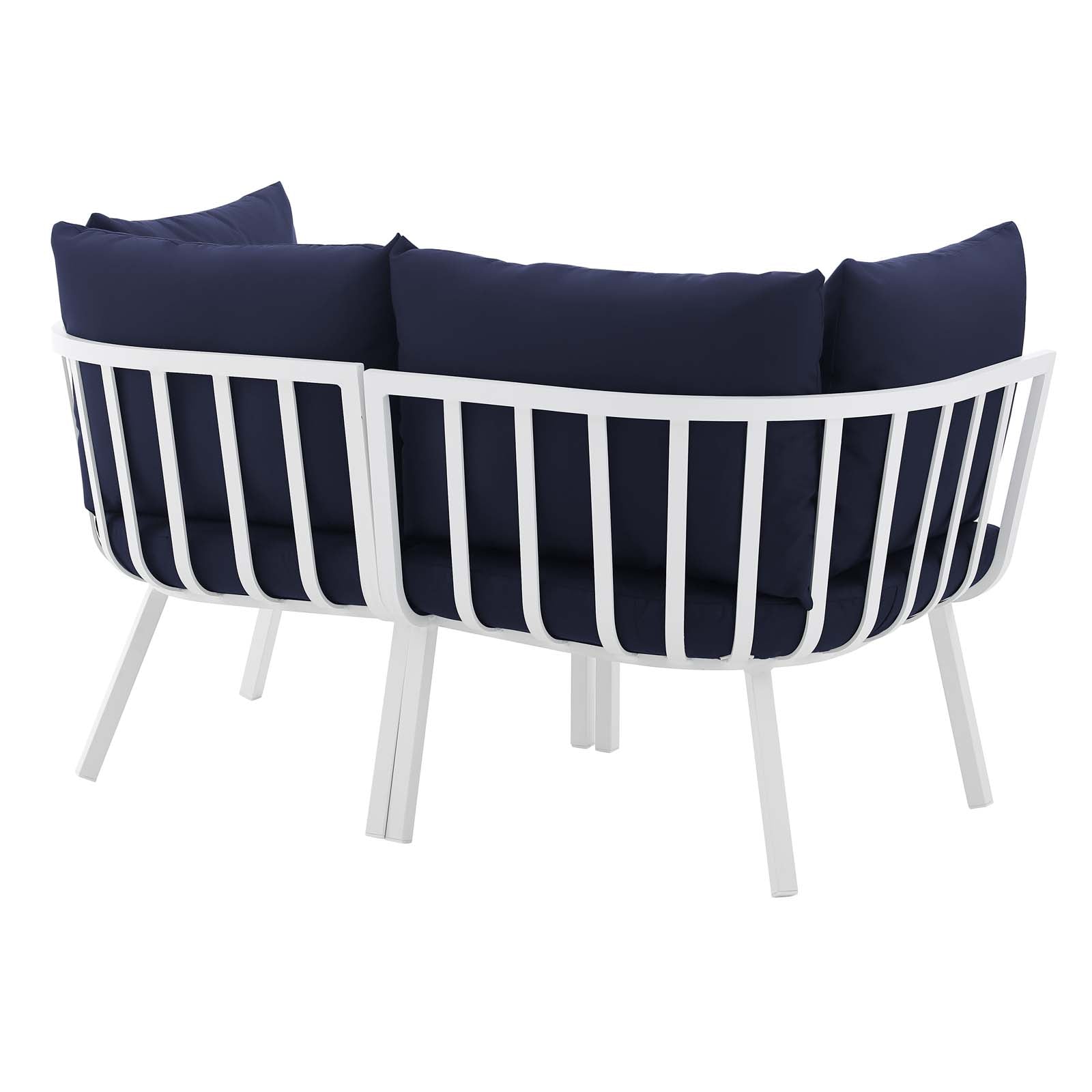 Riverside 2 Piece Outdoor Patio Aluminum Sectional Sofa Set White Navy