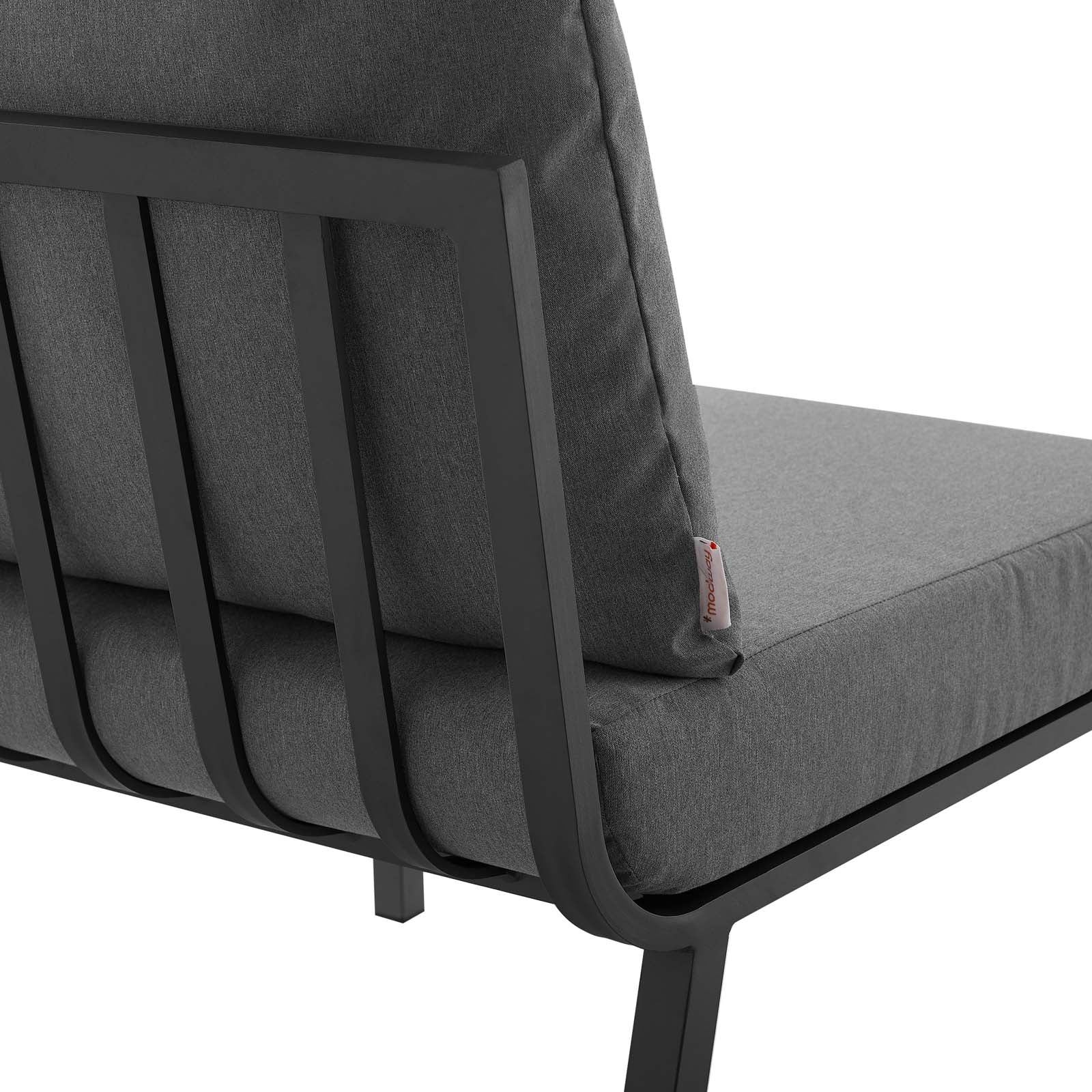 Modway Outdoor Conversation Sets - Riverside 3 Piece Outdoor Patio Aluminum Sectional Sofa Set Gray Charcoal