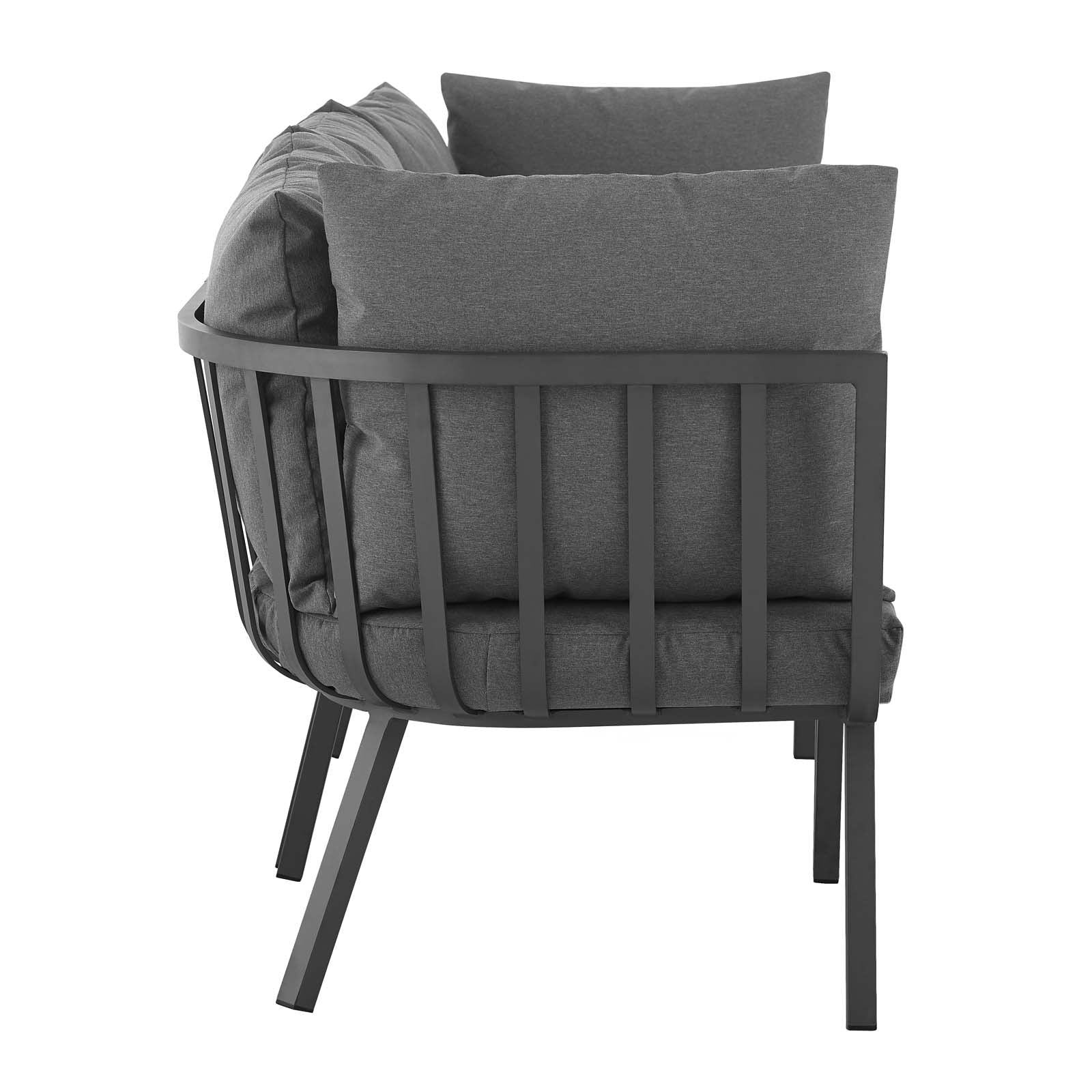 Modway Outdoor Conversation Sets - Riverside 3 Piece Outdoor Patio Aluminum Sectional Sofa Set Gray Charcoal