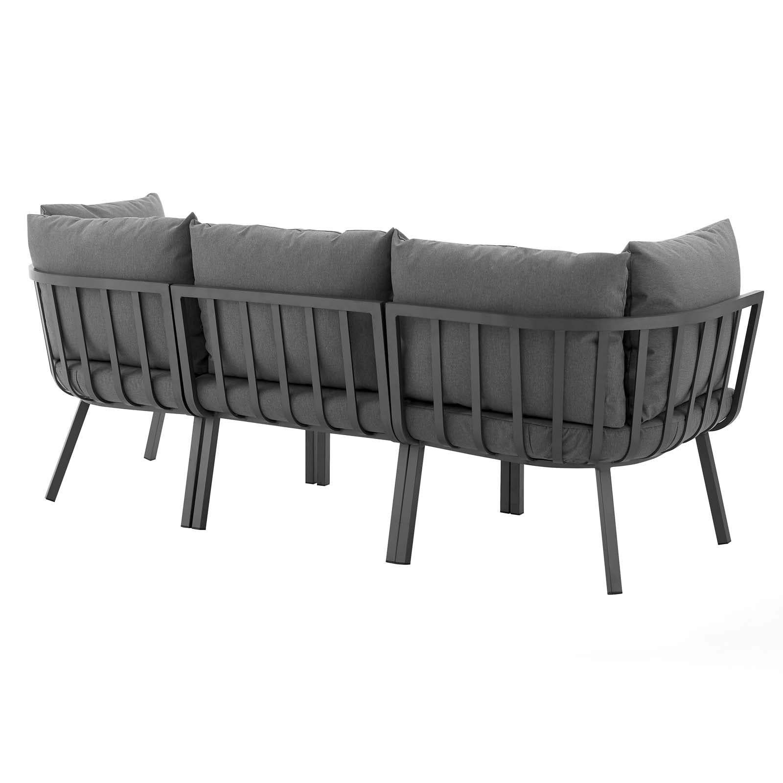 Modway Outdoor Conversation Sets - Riverside 3 Piece Outdoor Patio Aluminum Sectional Sofa Set Gray Charcoal