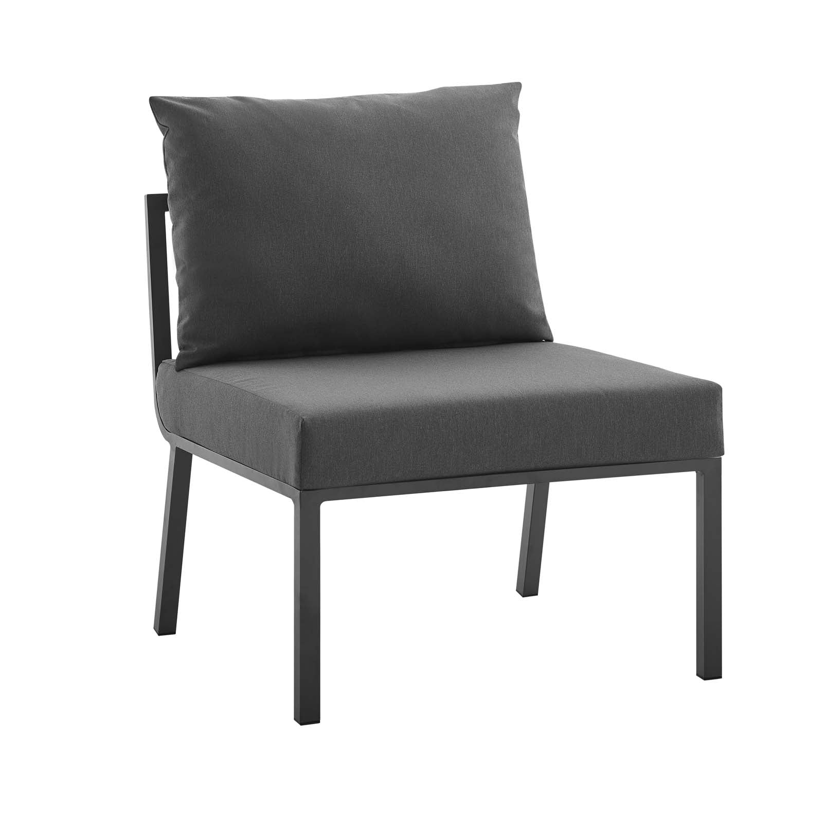 Modway Outdoor Conversation Sets - Riverside 3 Piece Outdoor Patio Aluminum Sectional Sofa Set Gray Charcoal