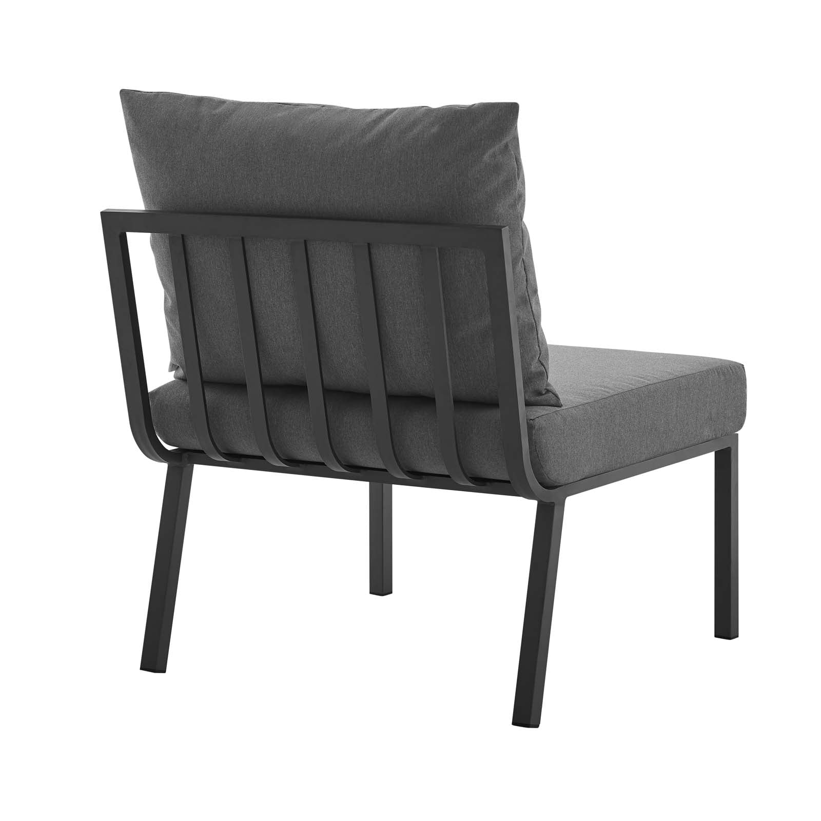 Modway Outdoor Conversation Sets - Riverside 3 Piece Outdoor Patio Aluminum Sectional Sofa Set Gray Charcoal